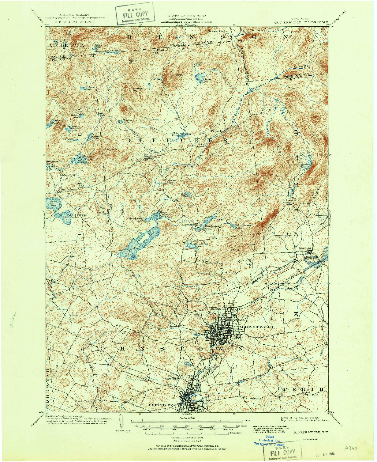 USGS 1:62500-SCALE QUADRANGLE FOR GLOVERSVILLE, NY 1903