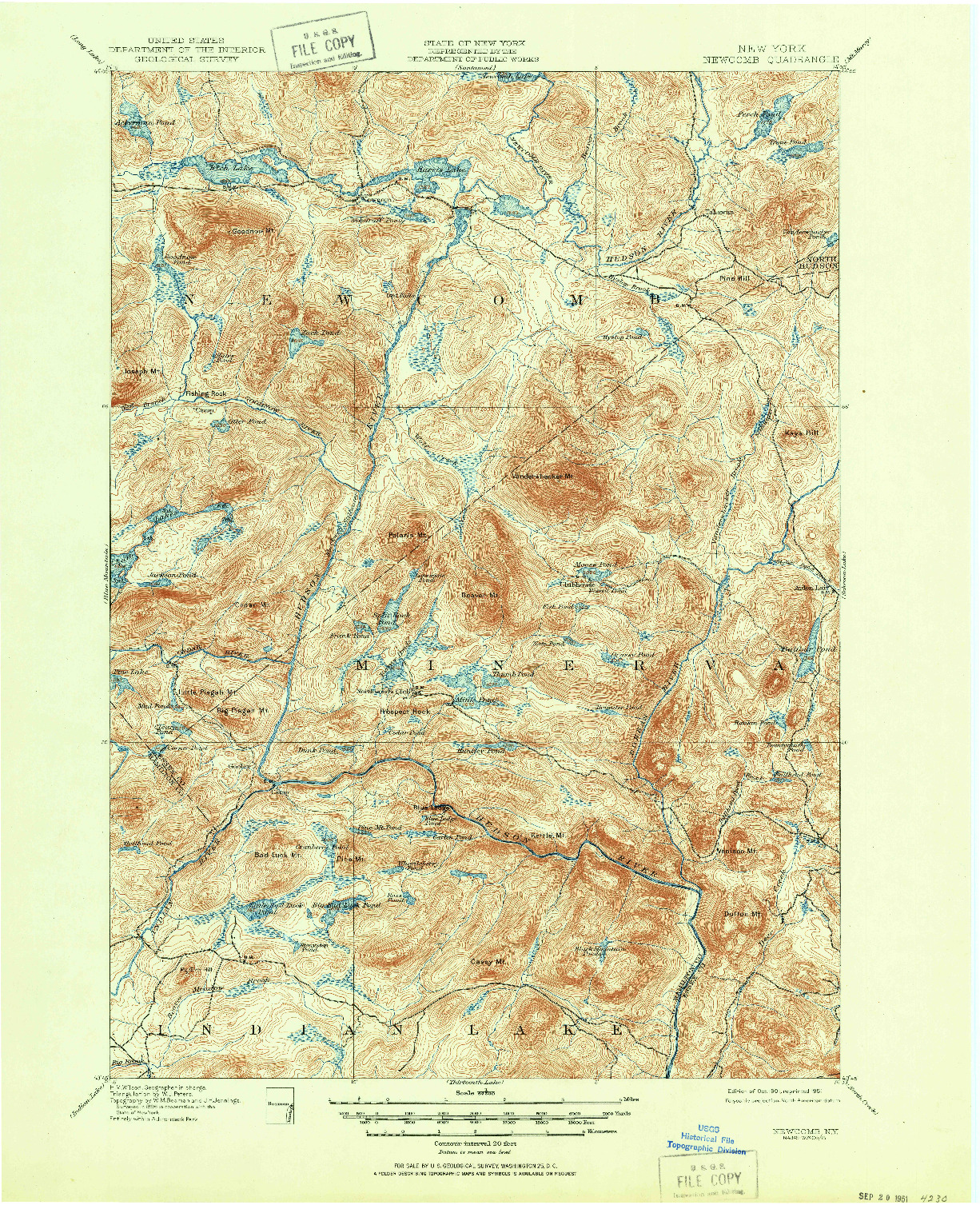 USGS 1:62500-SCALE QUADRANGLE FOR NEWCOMB, NY 1901