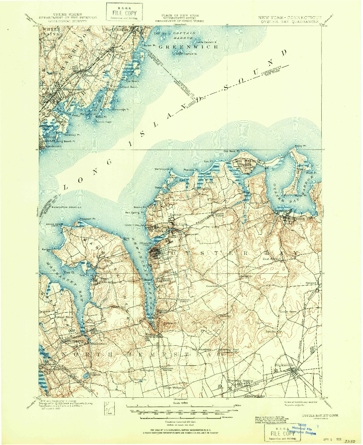 USGS 1:62500-SCALE QUADRANGLE FOR OYSTER BAY, NY 1900