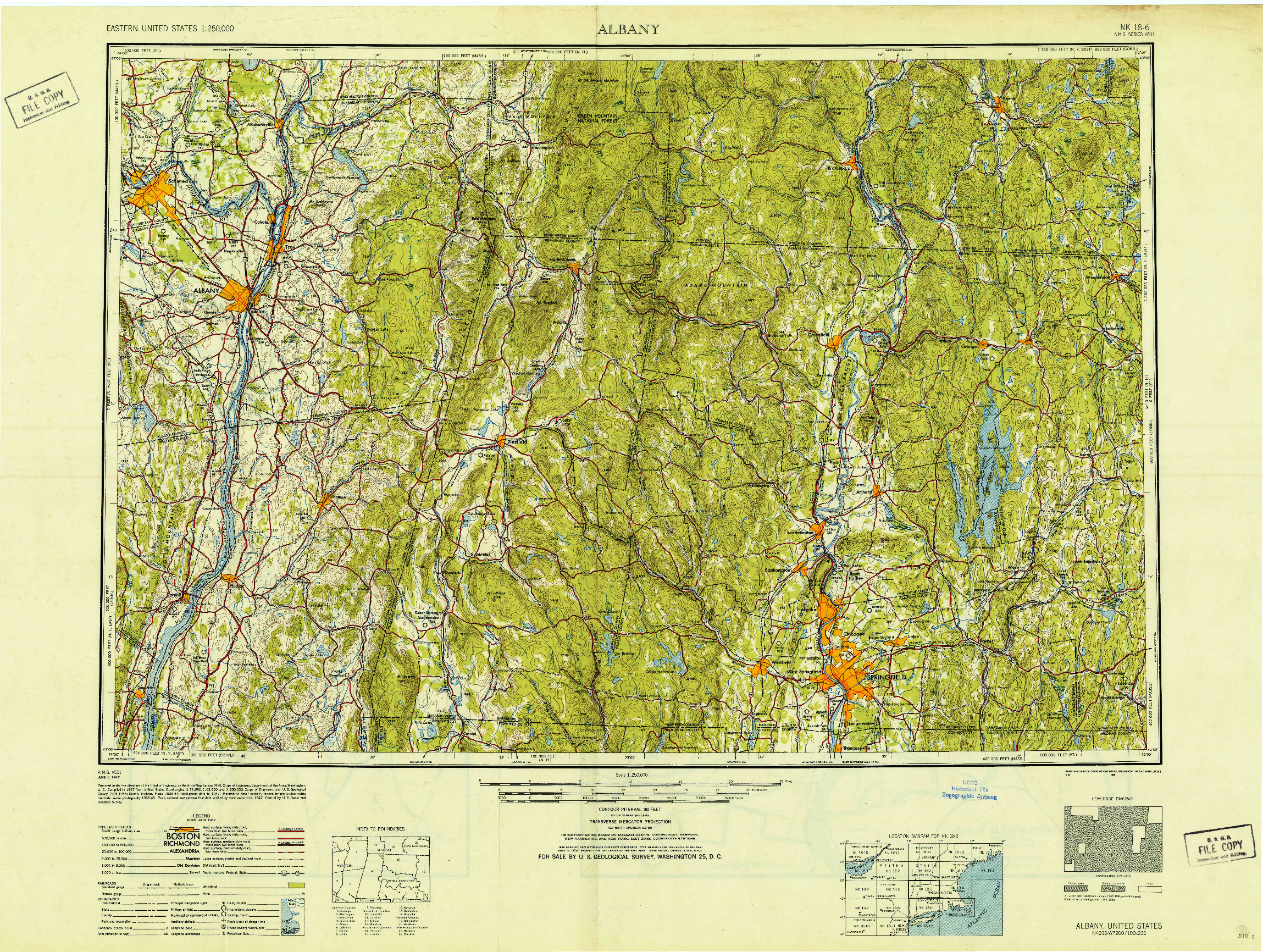 USGS 1:250000-SCALE QUADRANGLE FOR ALBANY, NY 1948
