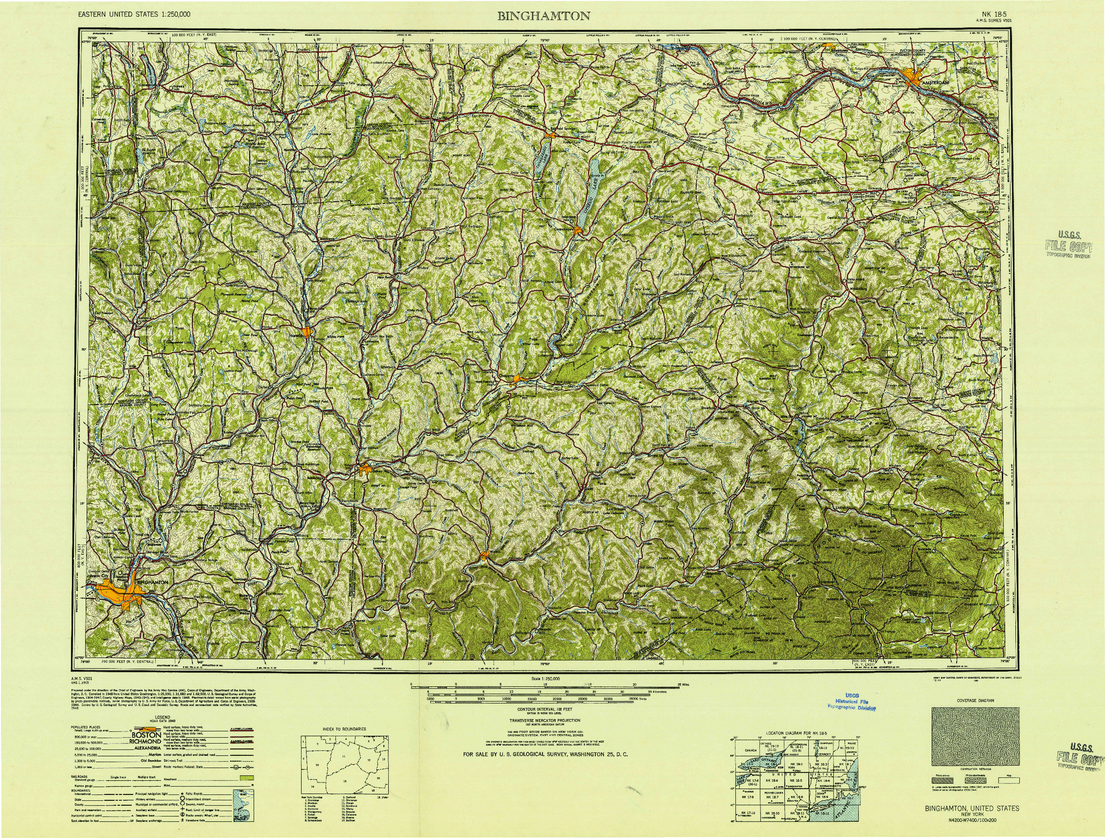 USGS 1:250000-SCALE QUADRANGLE FOR BINGHAMTON, NY 1950