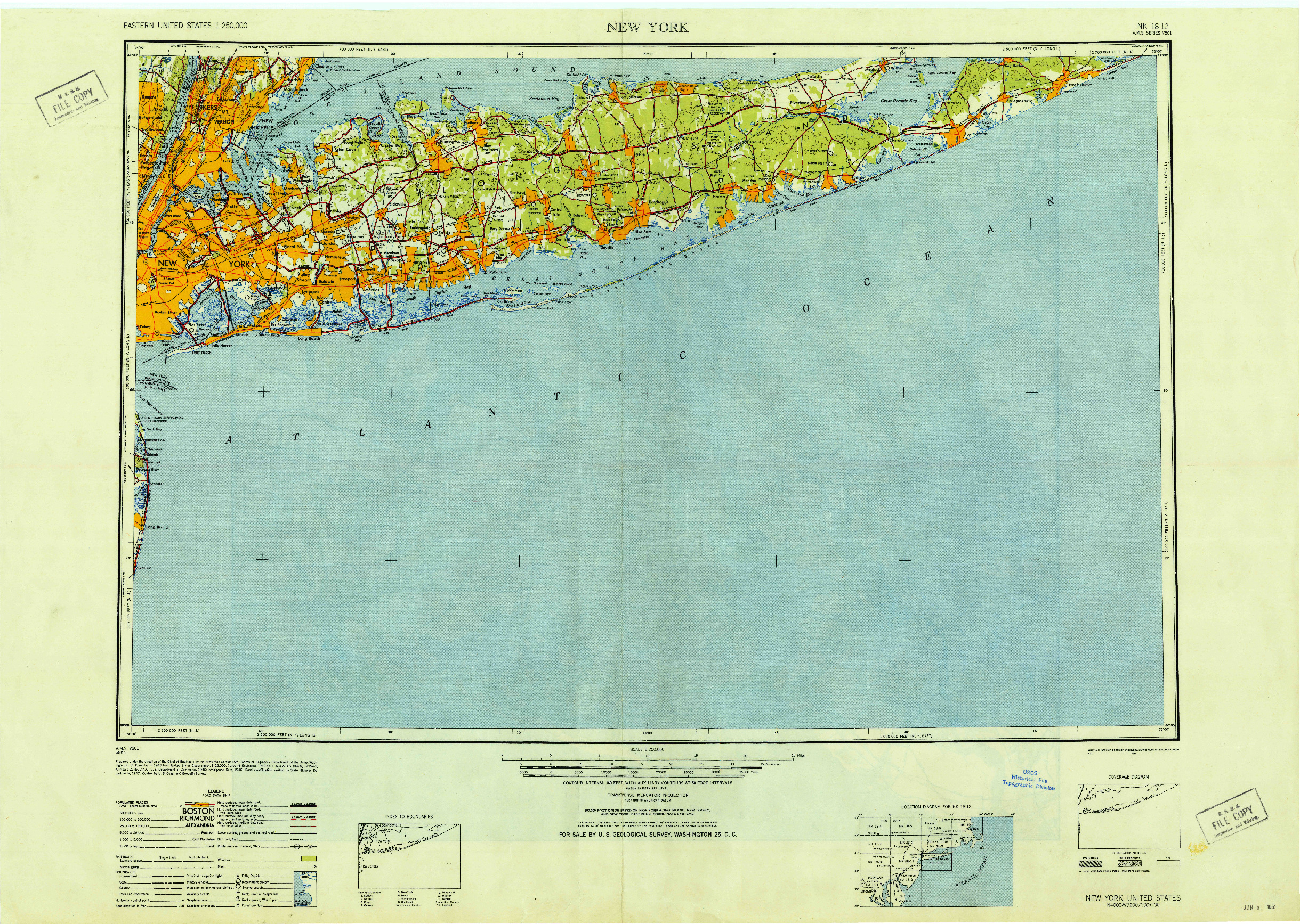 USGS 1:250000-SCALE QUADRANGLE FOR NEW YORK, NY 1949