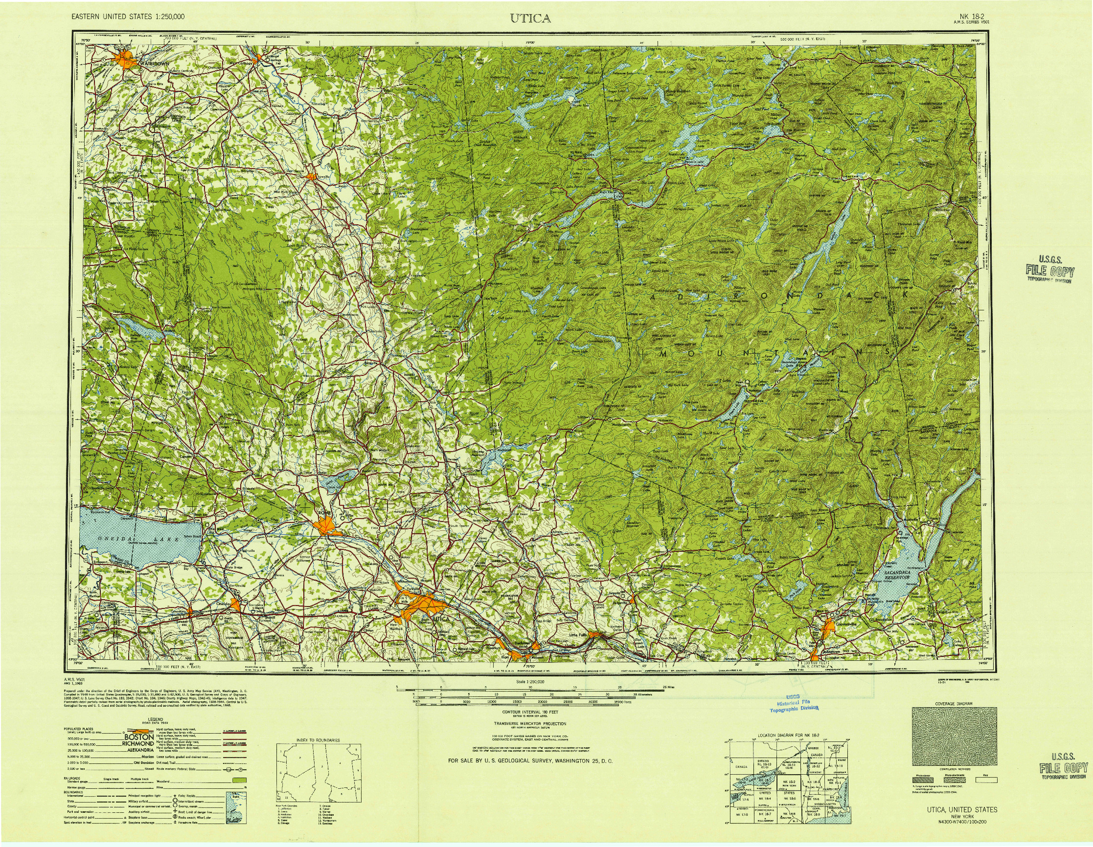 USGS 1:250000-SCALE QUADRANGLE FOR UTICA, NY 1950