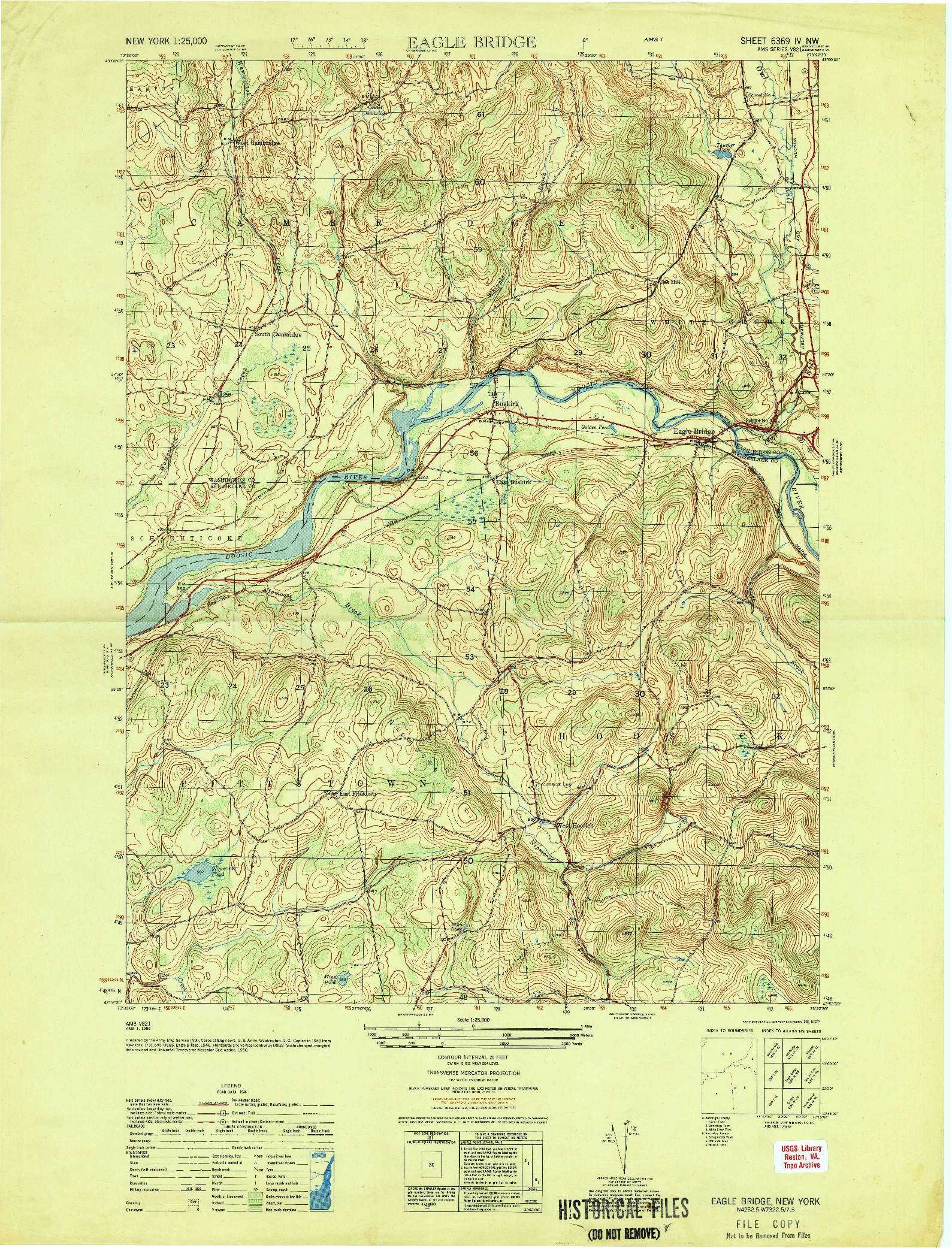 USGS 1:25000-SCALE QUADRANGLE FOR EAGLE BRIDGE, NY 1950