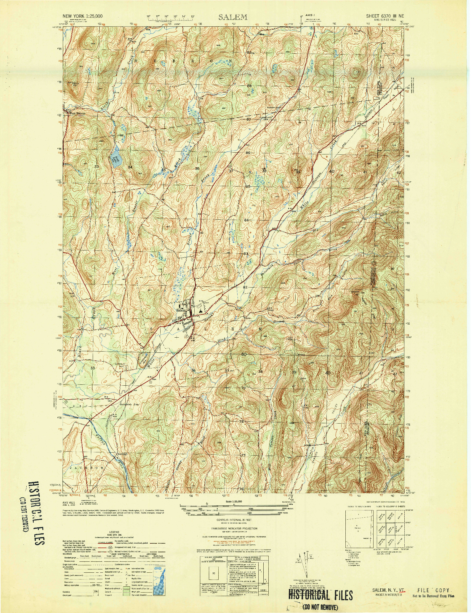 USGS 1:25000-SCALE QUADRANGLE FOR SALEM, NY 1950