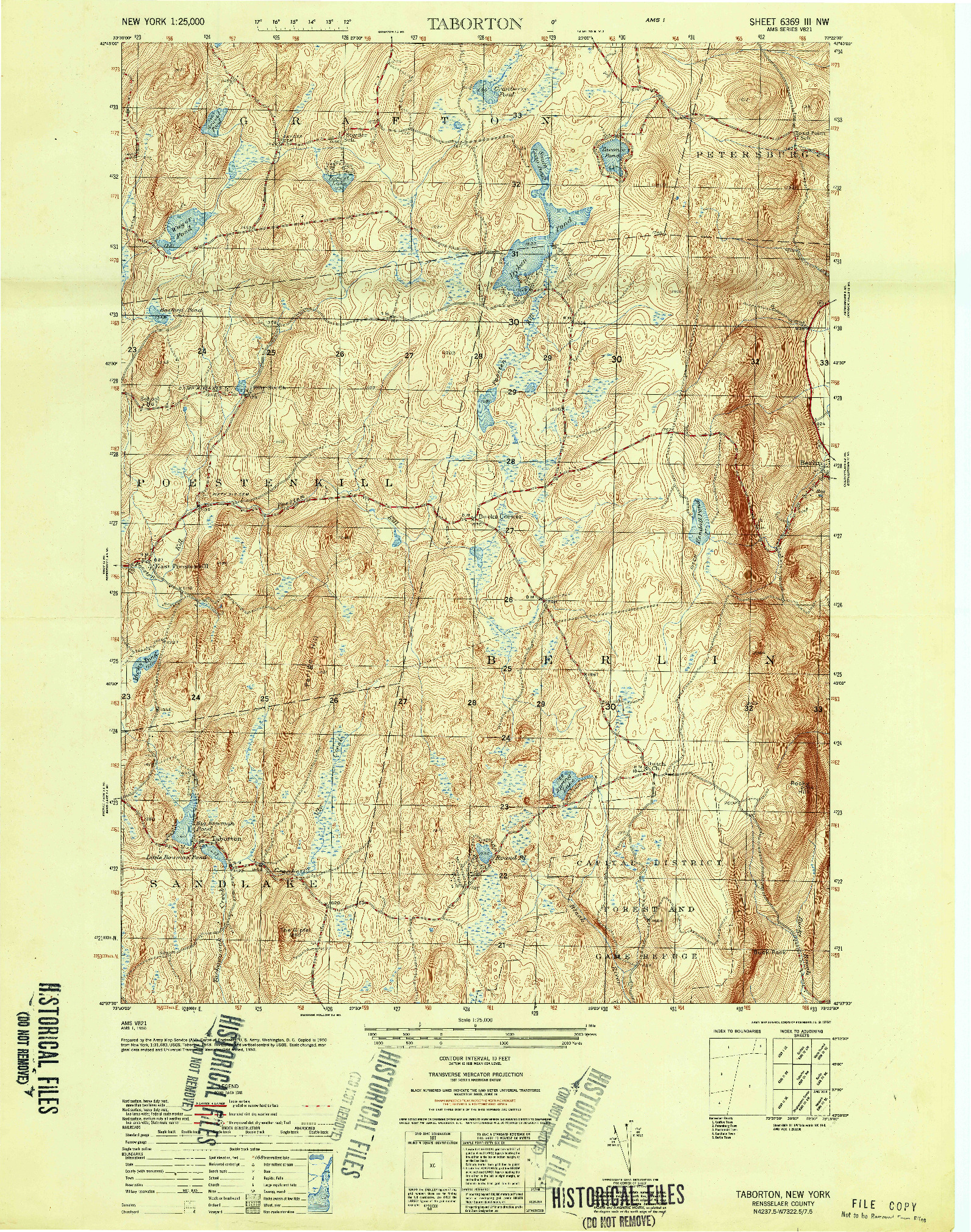 USGS 1:25000-SCALE QUADRANGLE FOR TABORTON, NY 1950