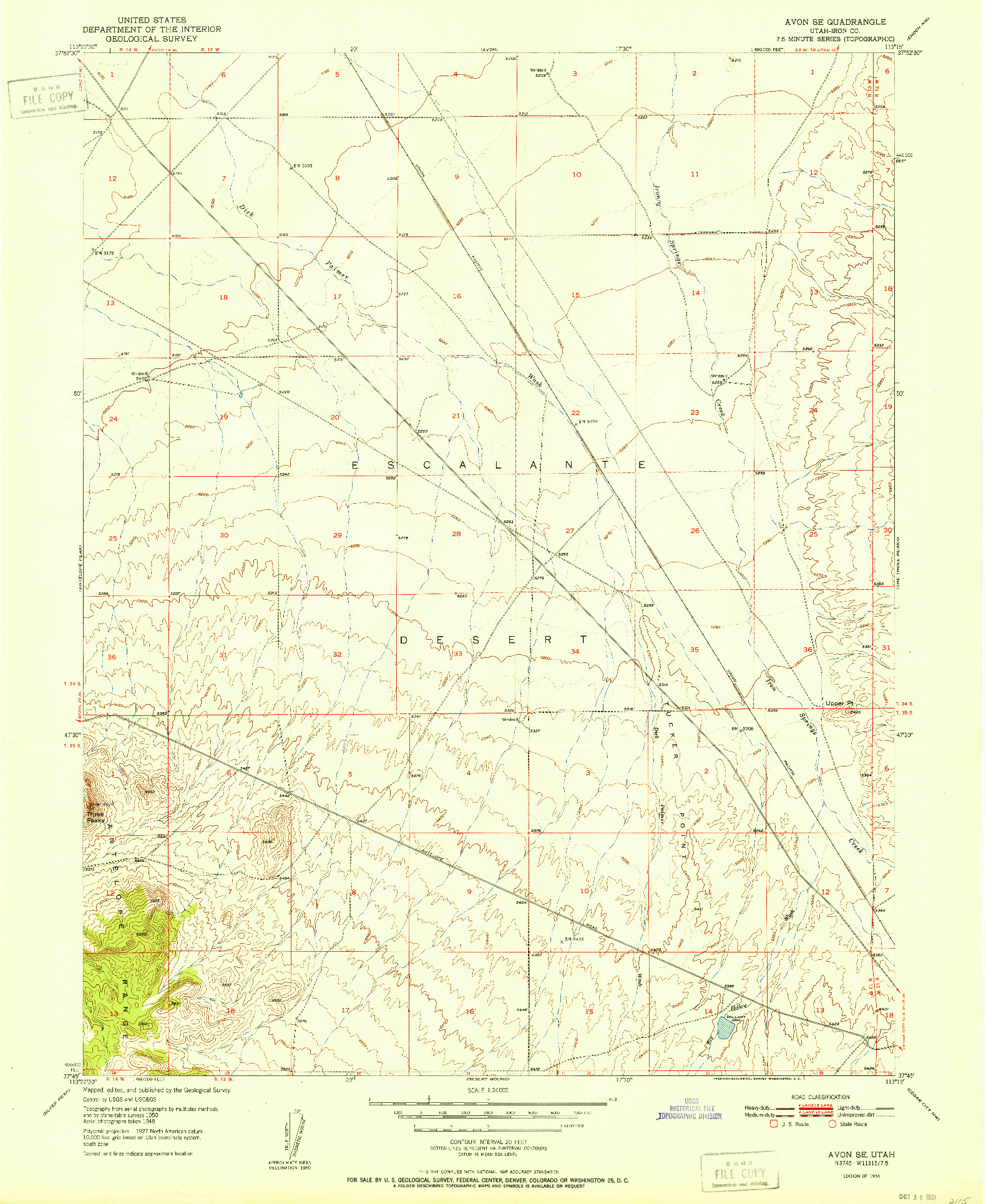 USGS 1:24000-SCALE QUADRANGLE FOR AVON SE, UT 1951