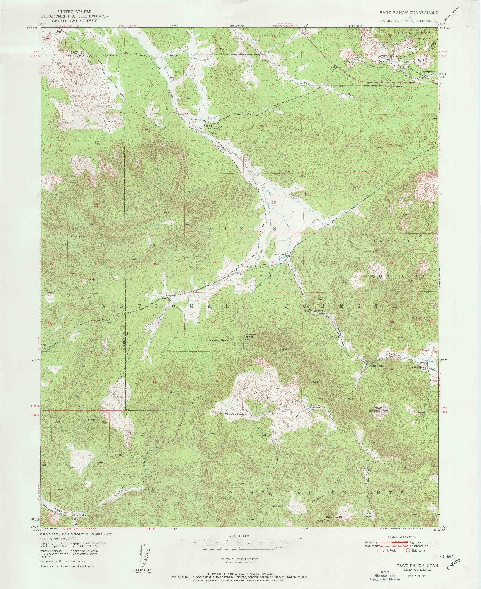 USGS 1:24000-SCALE QUADRANGLE FOR PAGE RANCH, UT 1951