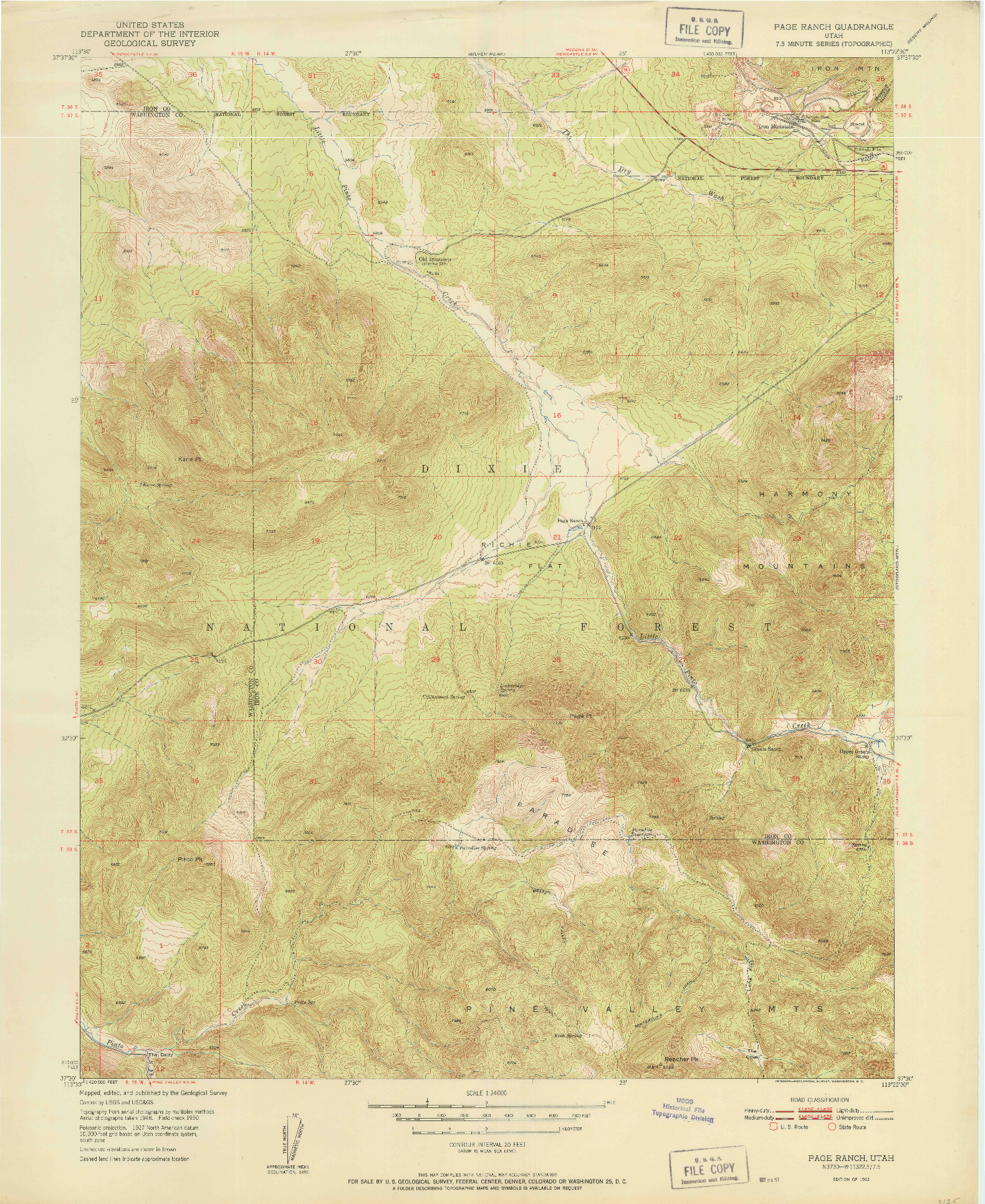 USGS 1:24000-SCALE QUADRANGLE FOR PAGE RANCH, UT 1951