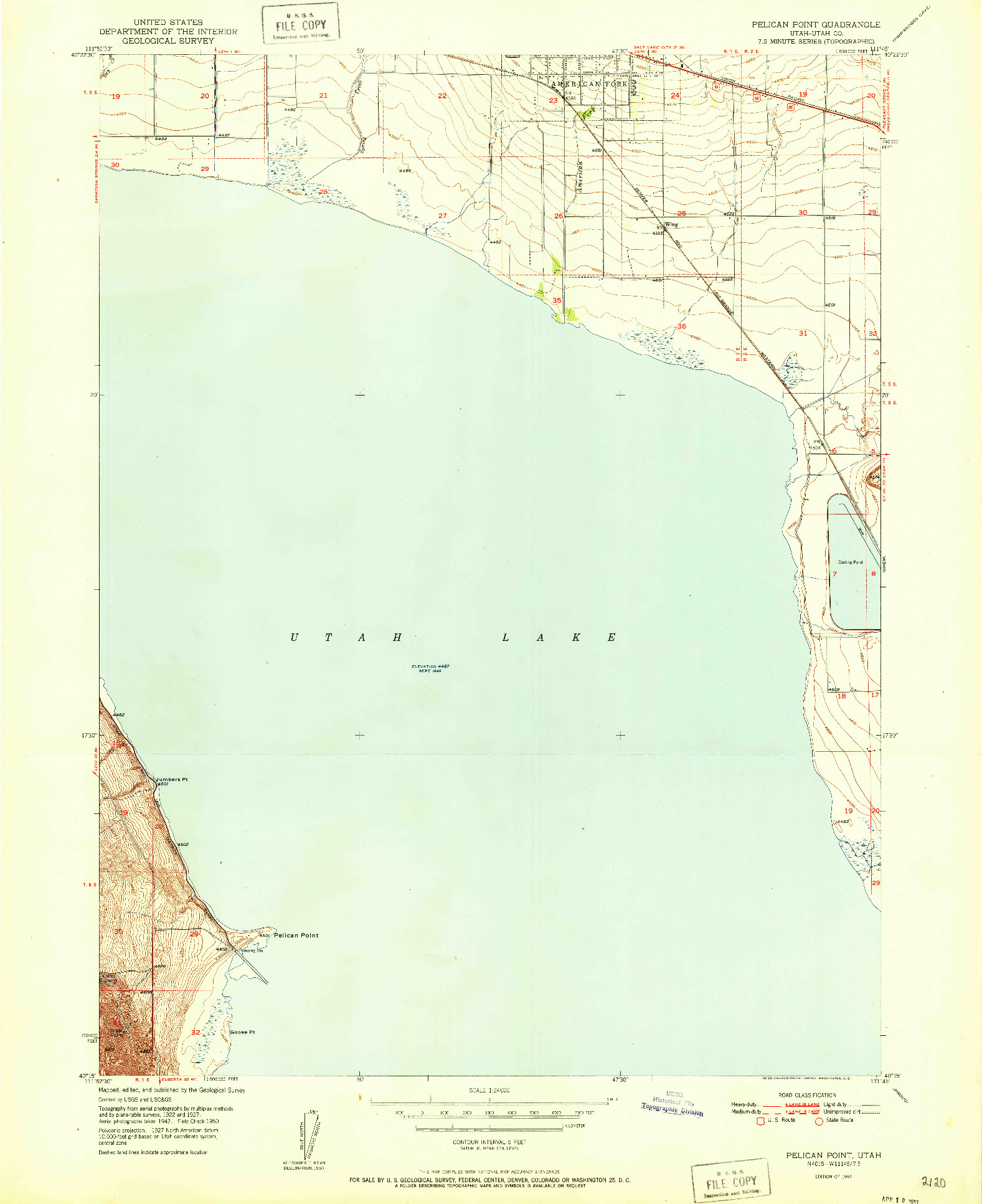 USGS 1:24000-SCALE QUADRANGLE FOR PELICAN POINT, UT 1951