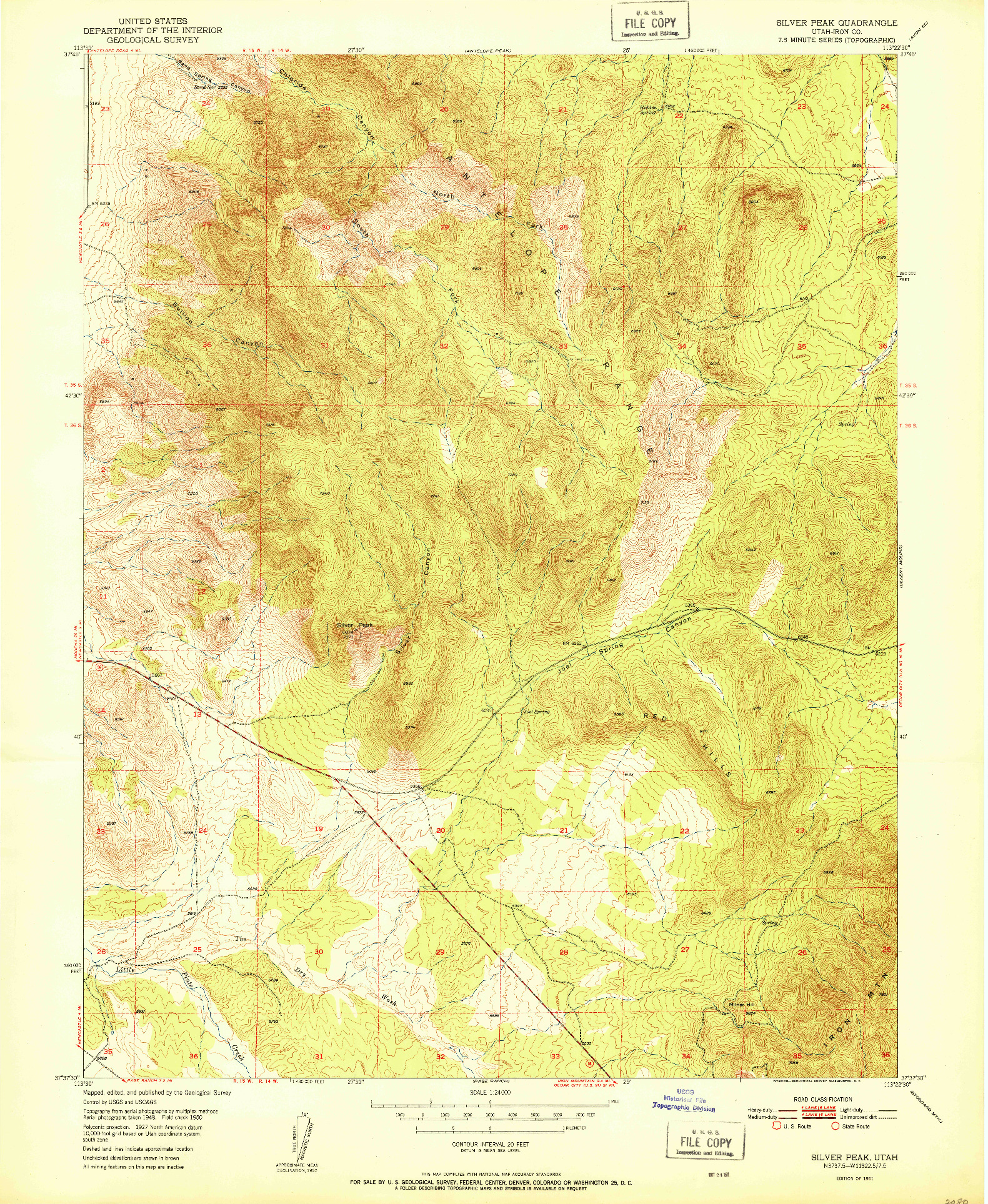 USGS 1:24000-SCALE QUADRANGLE FOR SILVER PEAK, UT 1951