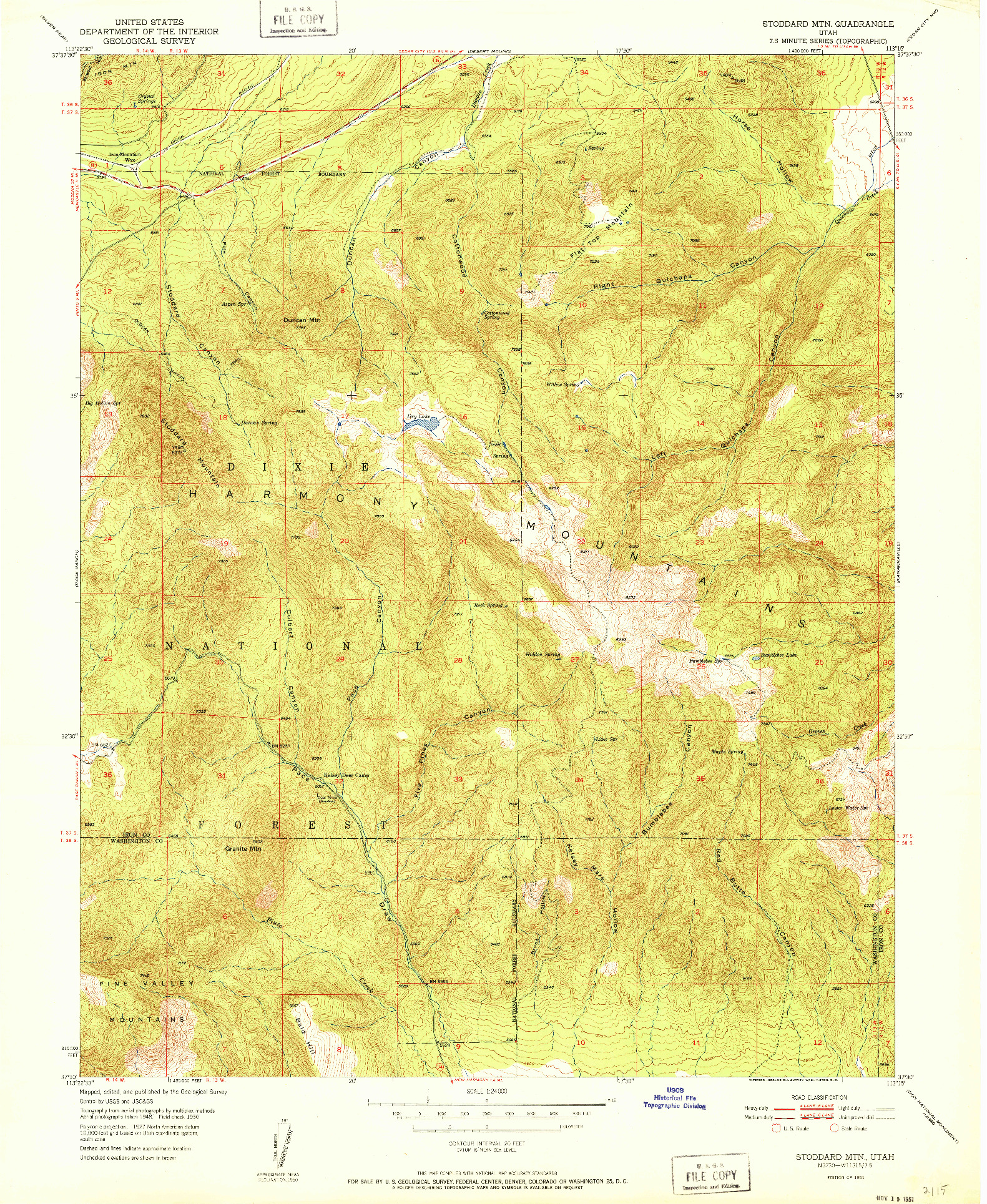 USGS 1:24000-SCALE QUADRANGLE FOR STODDARD MTN, UT 1951