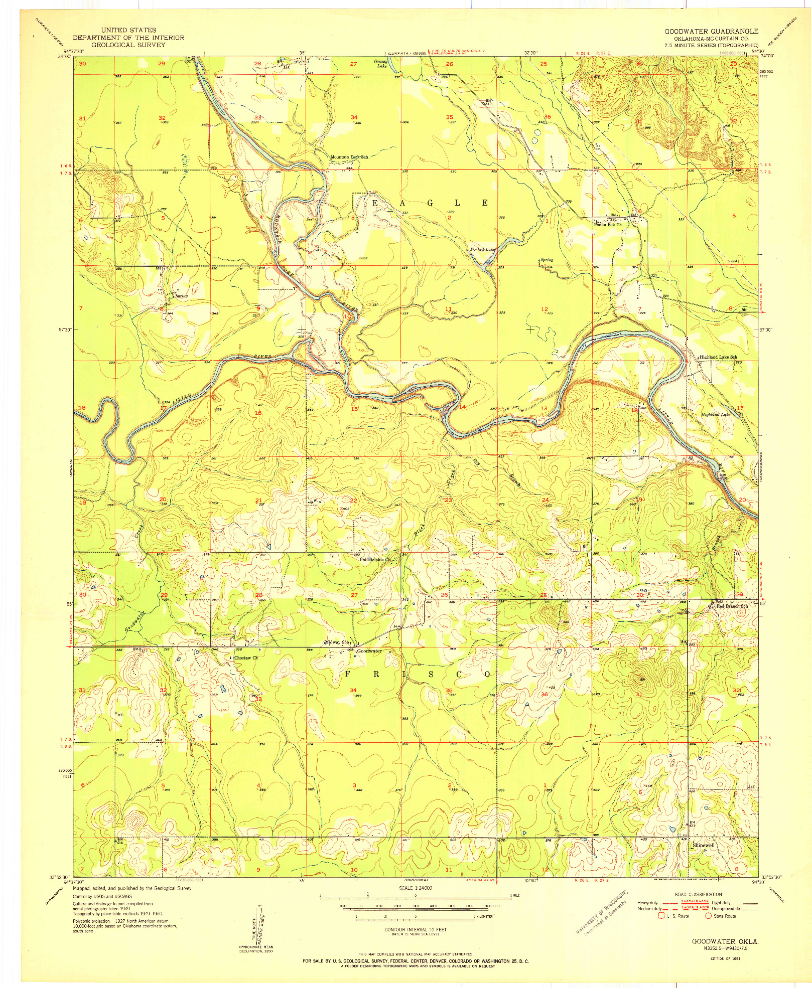 USGS 1:24000-SCALE QUADRANGLE FOR GOODWATER, OK 1951