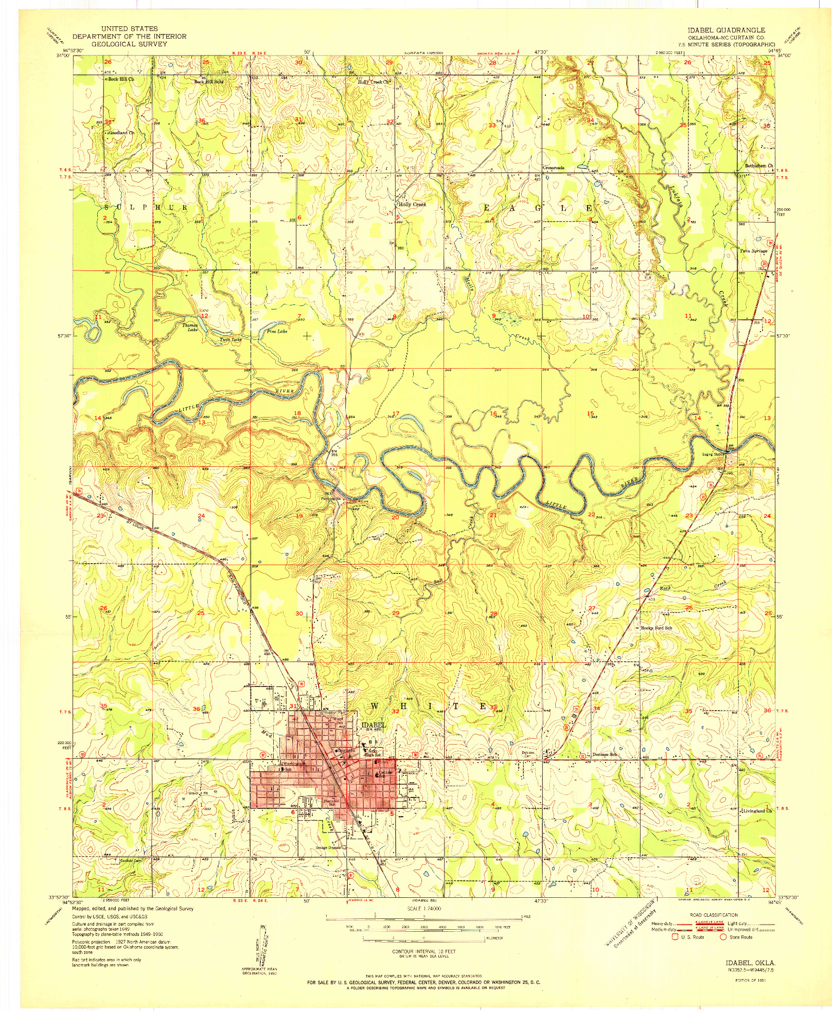 USGS 1:24000-SCALE QUADRANGLE FOR IDABEL, OK 1951