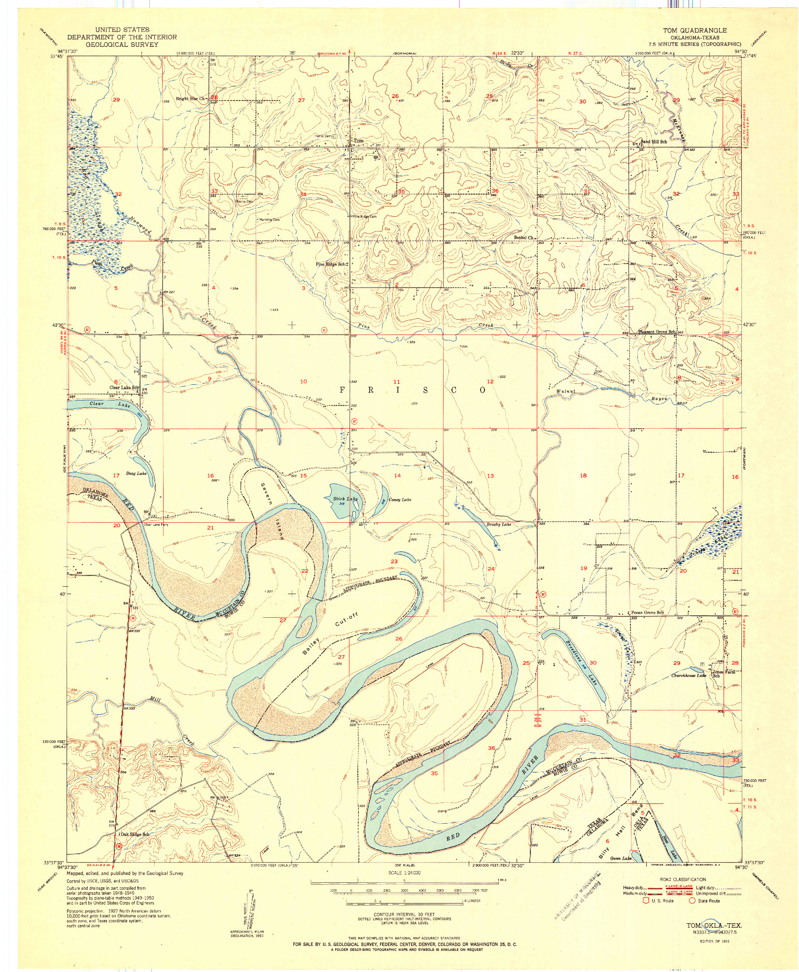 USGS 1:24000-SCALE QUADRANGLE FOR TOM, OK 1951
