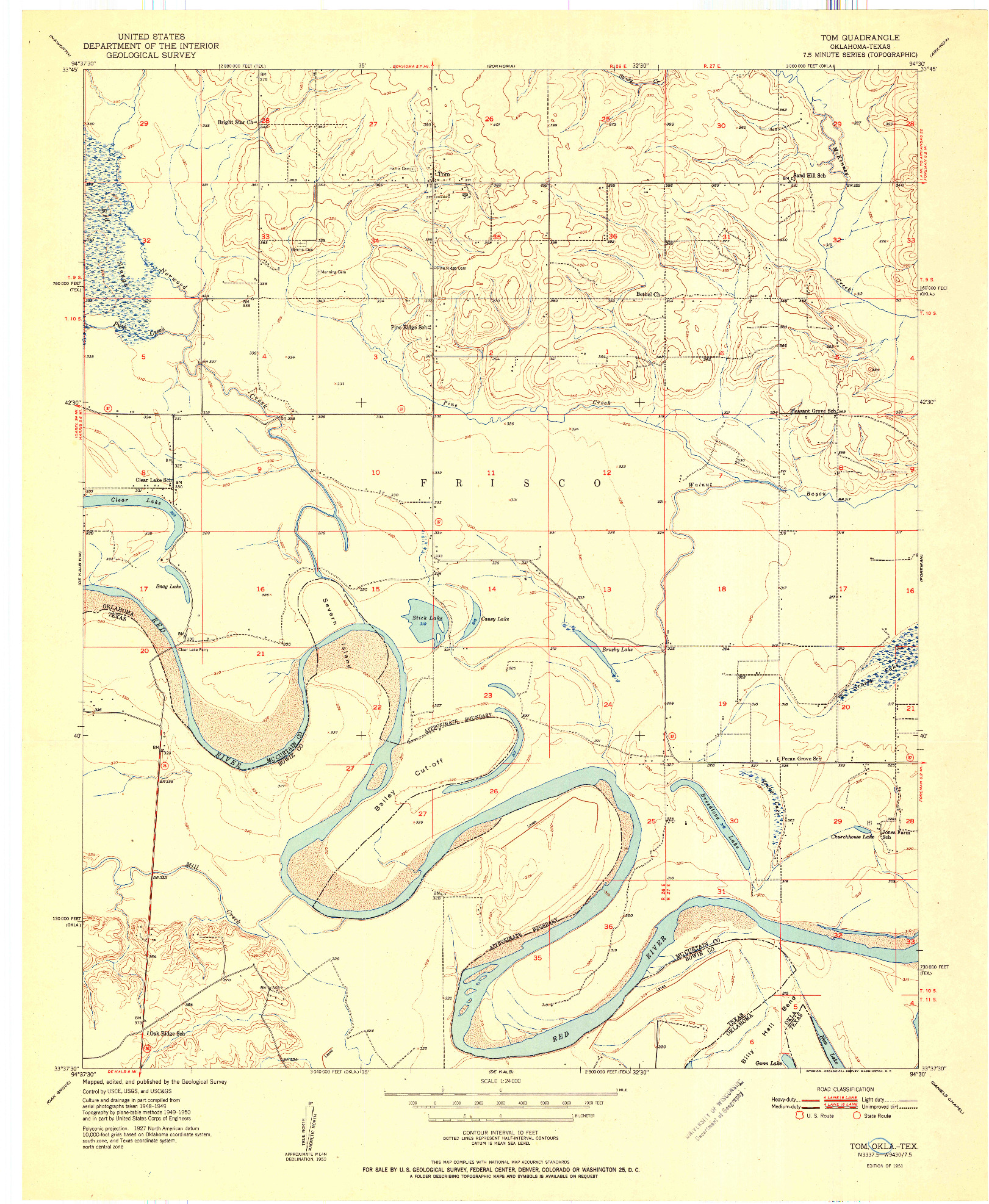 USGS 1:24000-SCALE QUADRANGLE FOR TOM, OK 1951