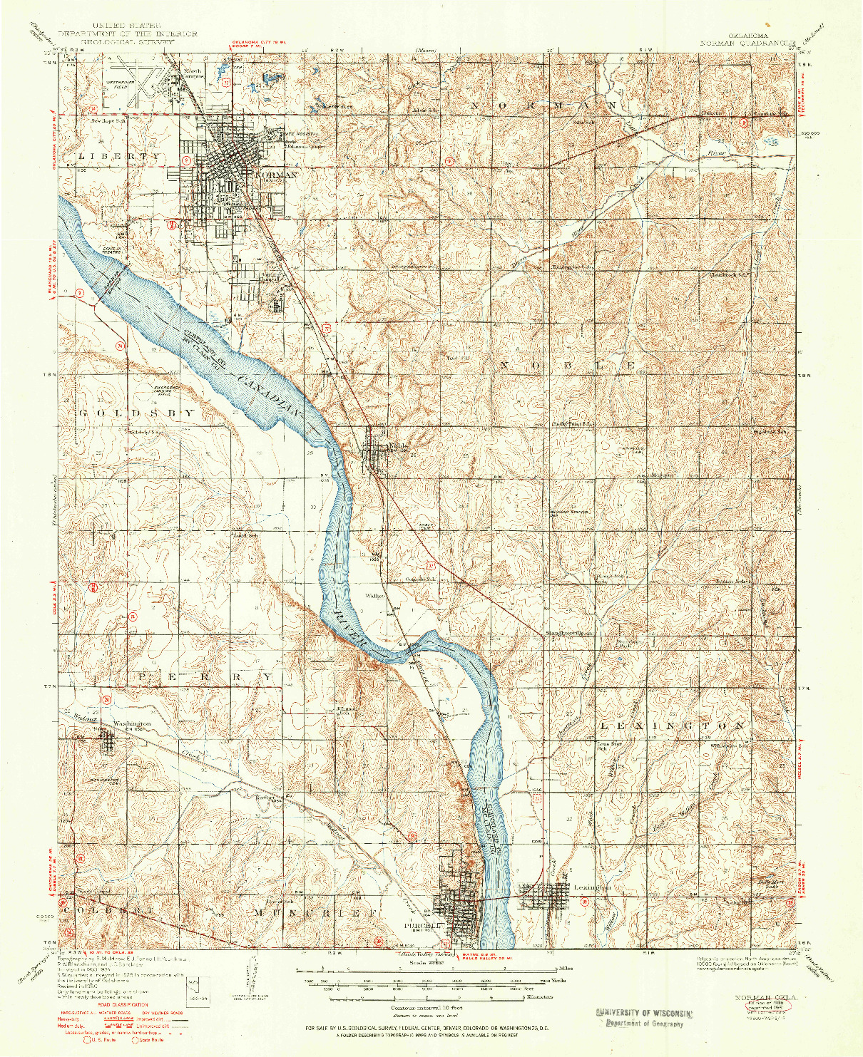 USGS 1:62500-SCALE QUADRANGLE FOR NORMAN, OK 1936