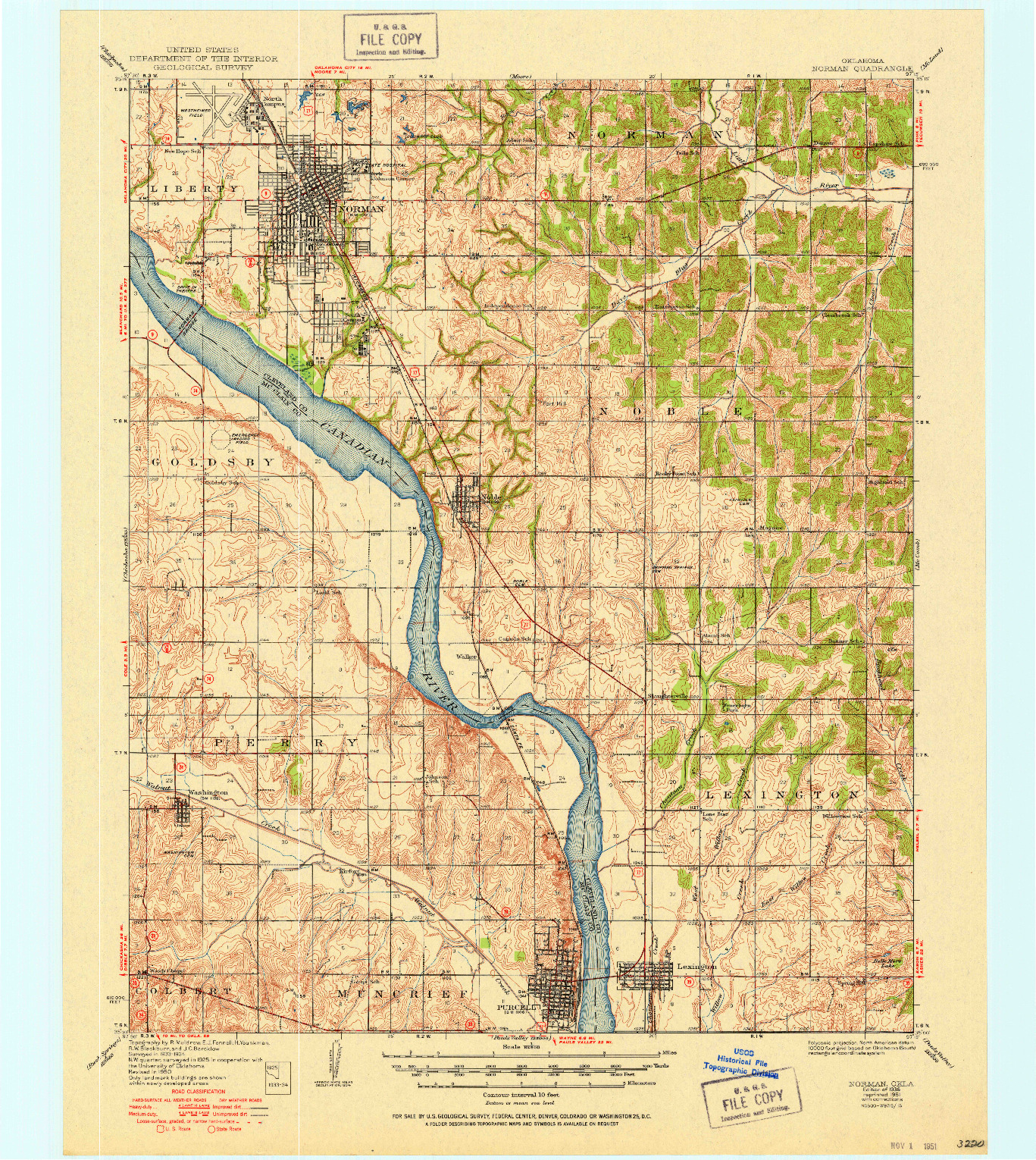 USGS 1:62500-SCALE QUADRANGLE FOR NORMAN, OK 1936