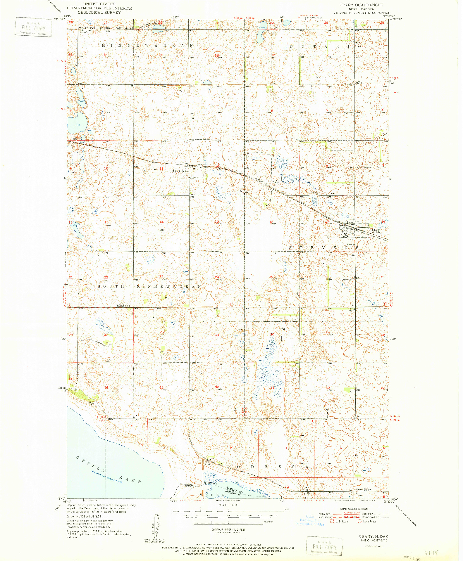 USGS 1:24000-SCALE QUADRANGLE FOR CRARY, ND 1951