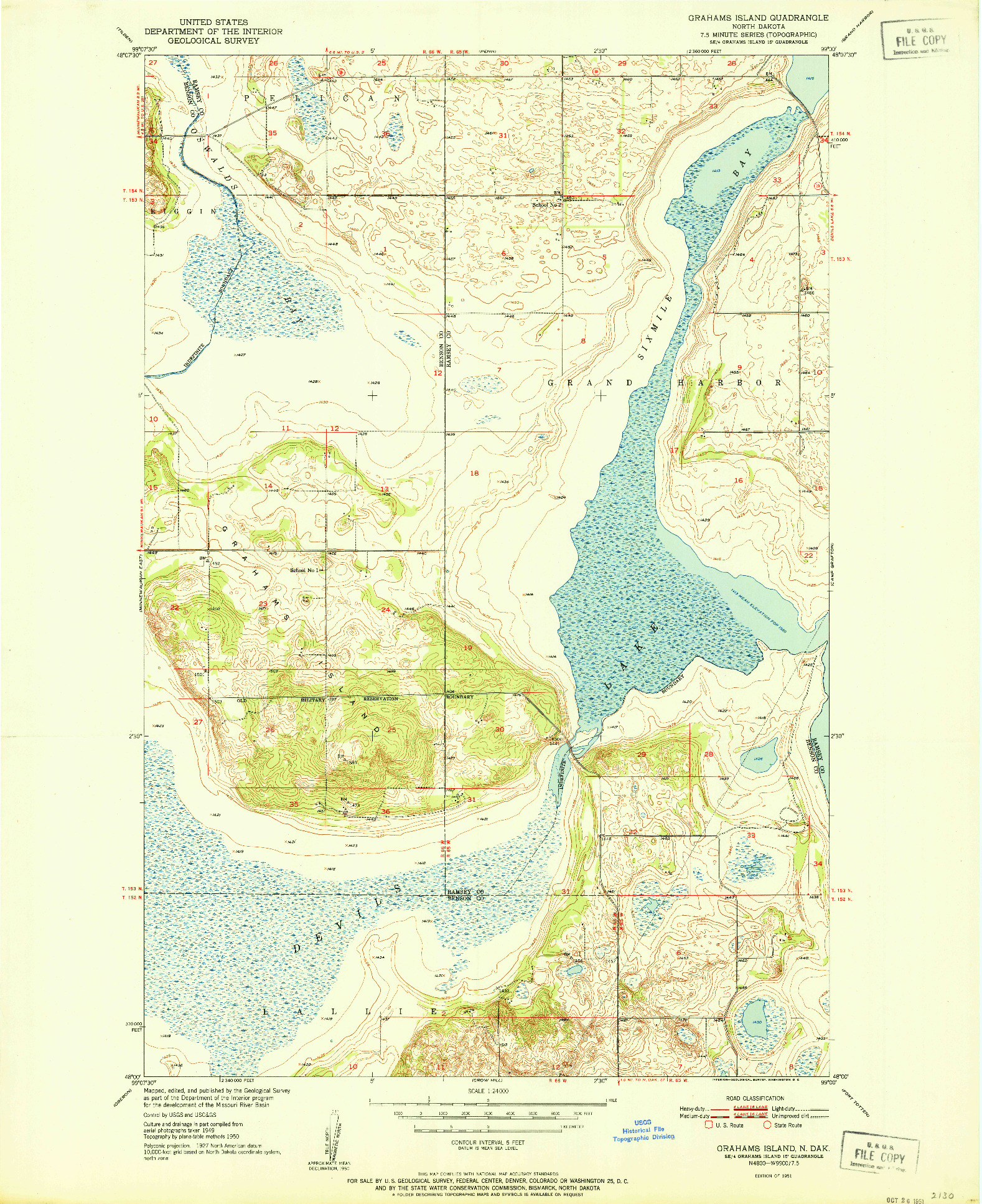 USGS 1:24000-SCALE QUADRANGLE FOR GRAHAMS ISLAND, ND 1951