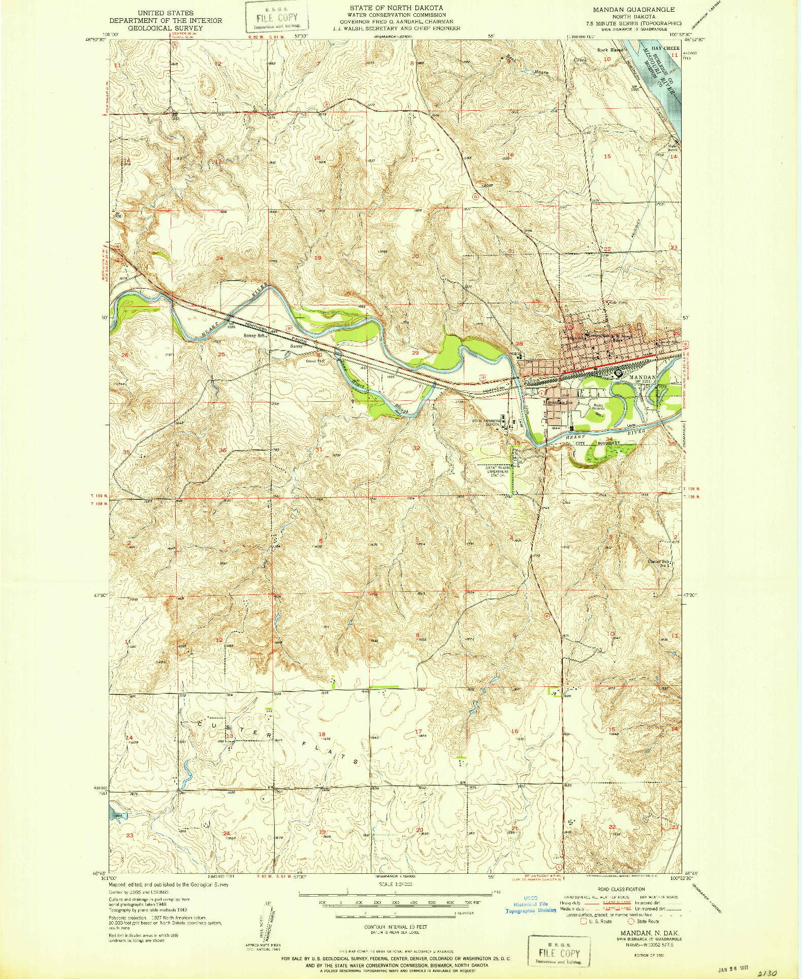 USGS 1:24000-SCALE QUADRANGLE FOR MANDAN, ND 1951