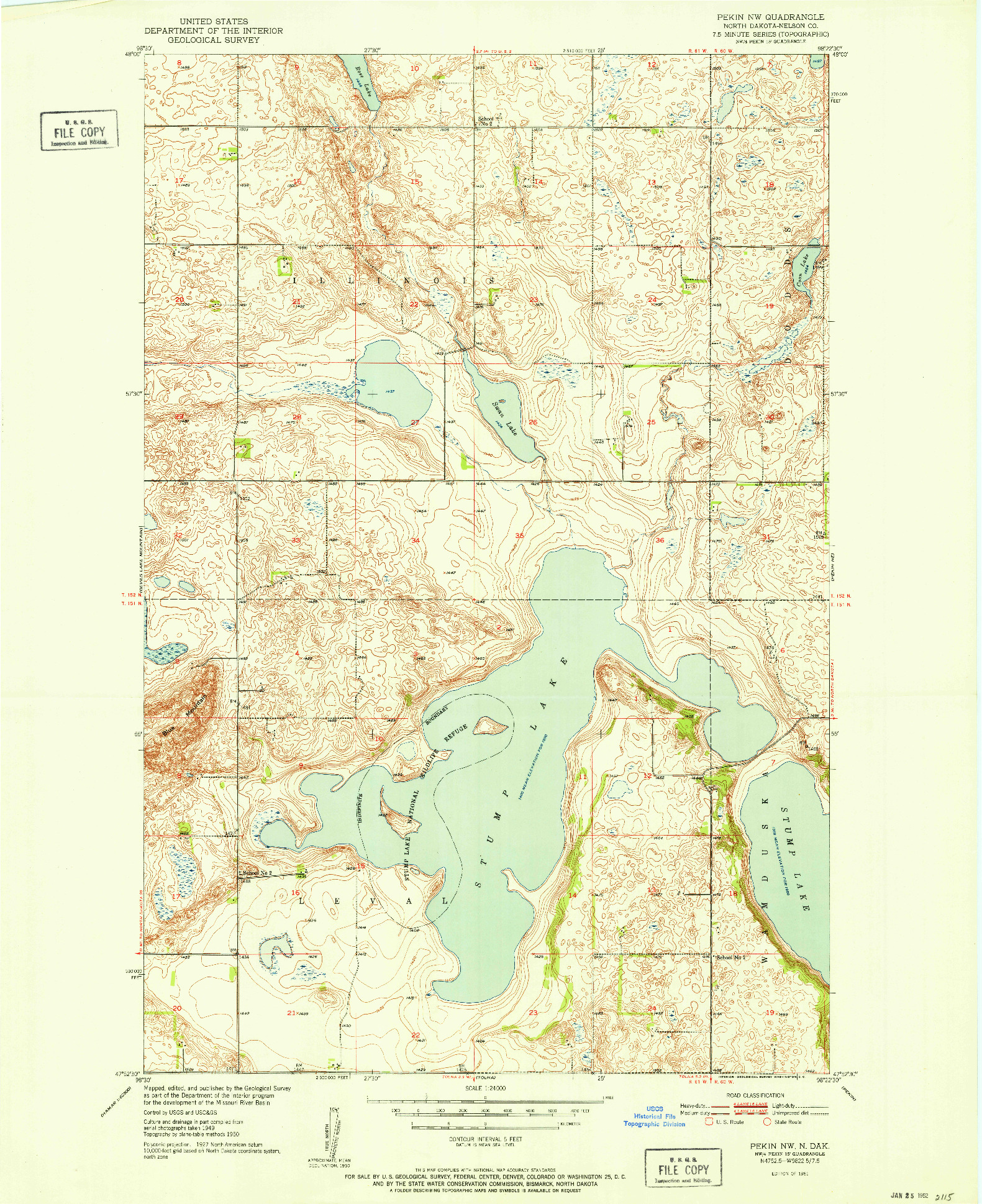 USGS 1:24000-SCALE QUADRANGLE FOR PEKIN NW, ND 1951