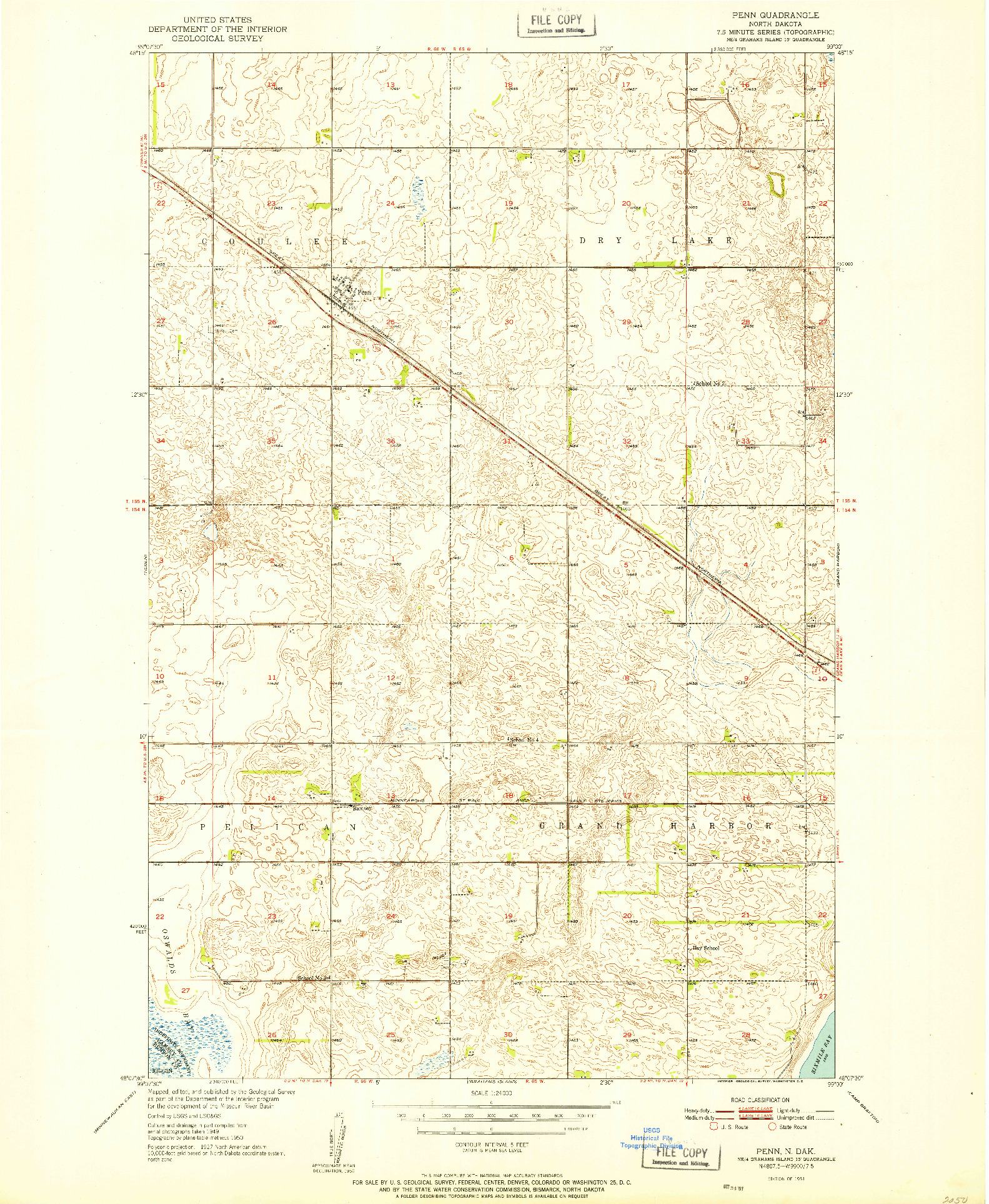 USGS 1:24000-SCALE QUADRANGLE FOR PENN, ND 1951