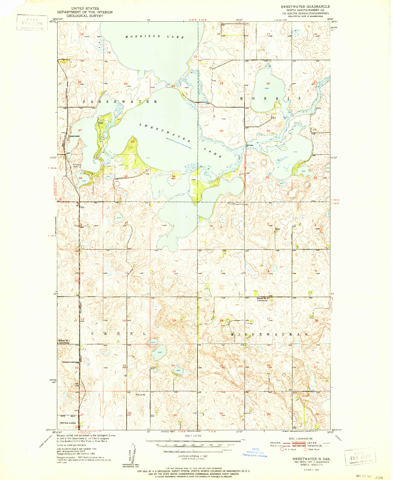 USGS 1:24000-SCALE QUADRANGLE FOR SWEETWATER, ND 1951