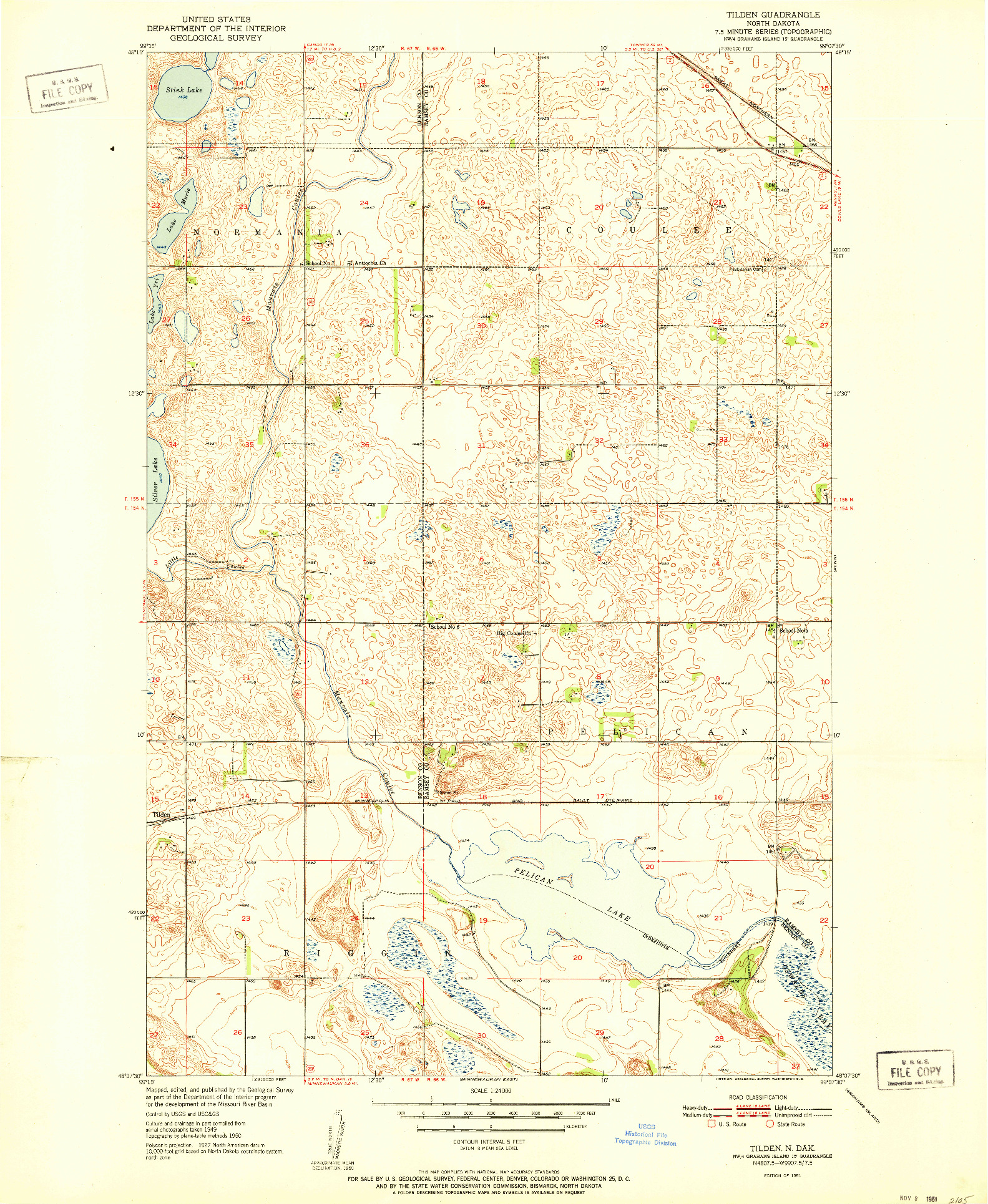 USGS 1:24000-SCALE QUADRANGLE FOR TILDEN, ND 1951