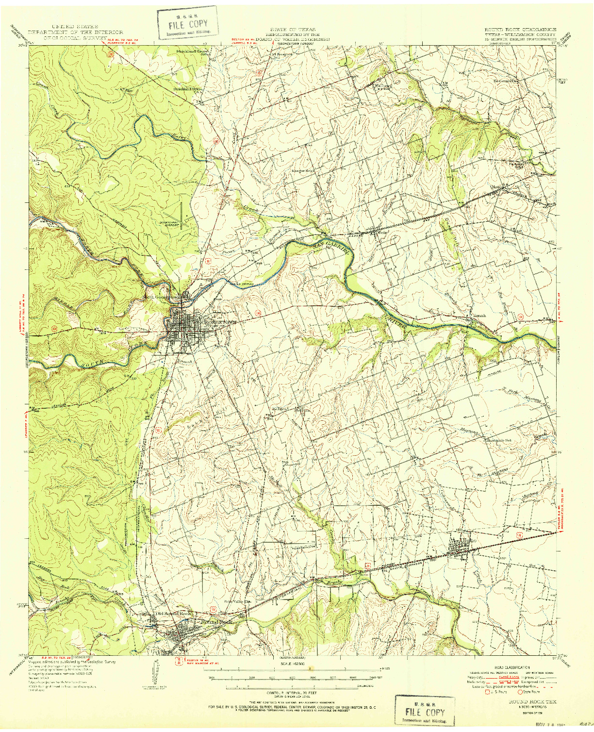 USGS 1:62500-SCALE QUADRANGLE FOR ROUND ROCK, TX 1951