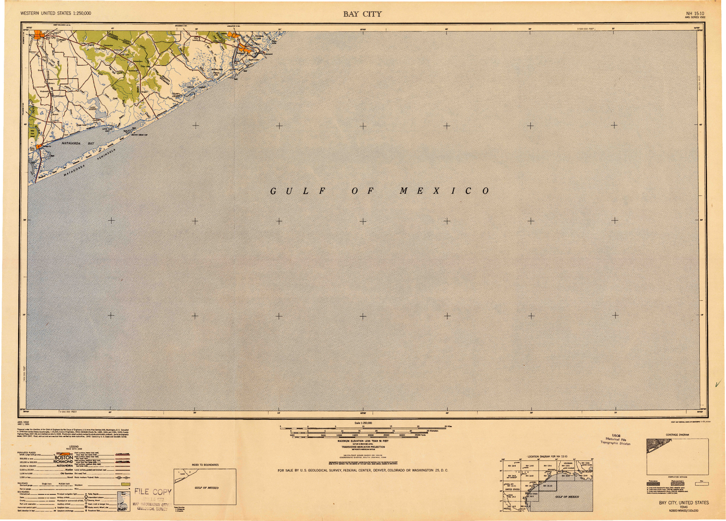 USGS 1:250000-SCALE QUADRANGLE FOR BAY CITY, TX 1951