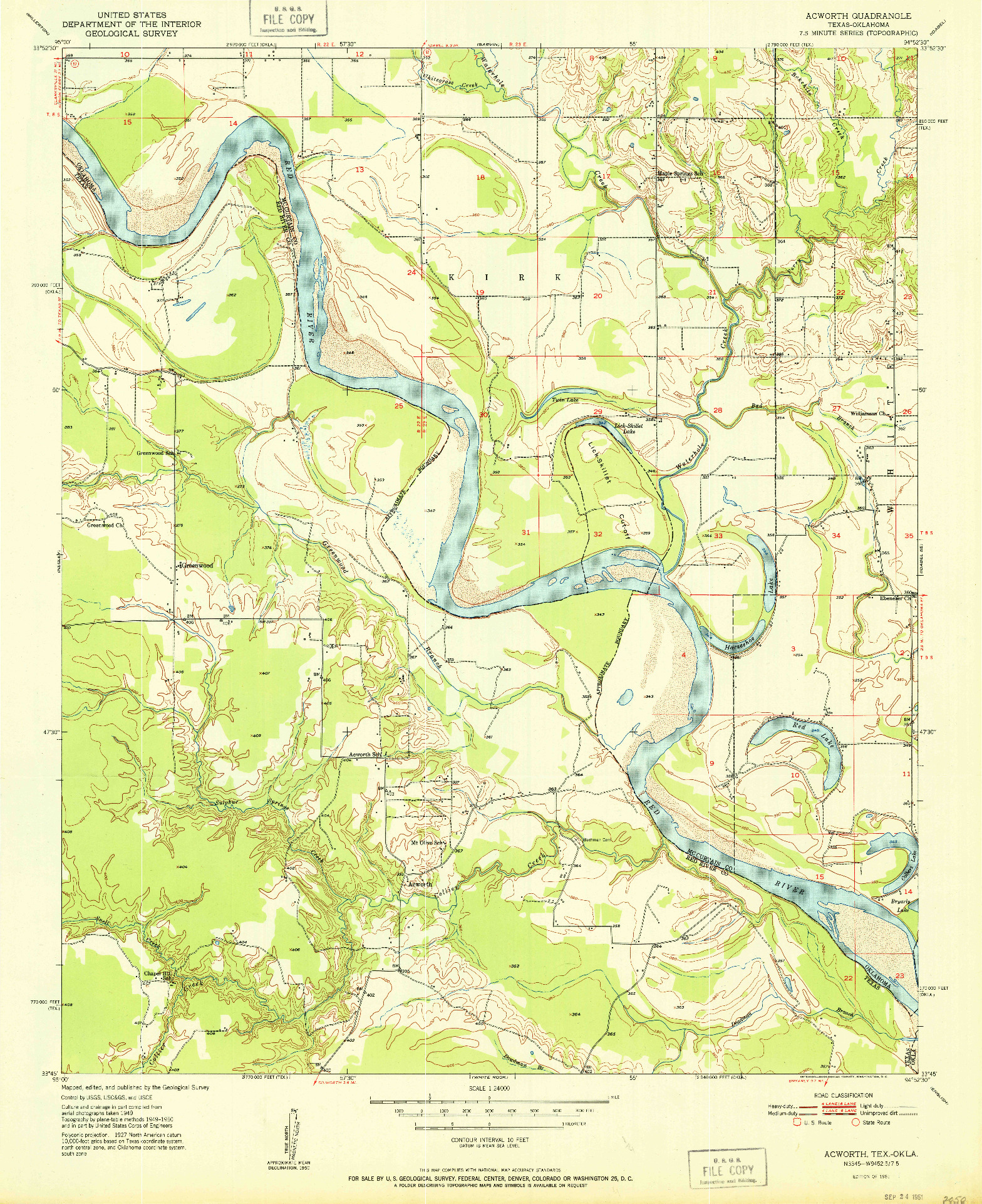 USGS 1:24000-SCALE QUADRANGLE FOR ACWORTH, TX 1951