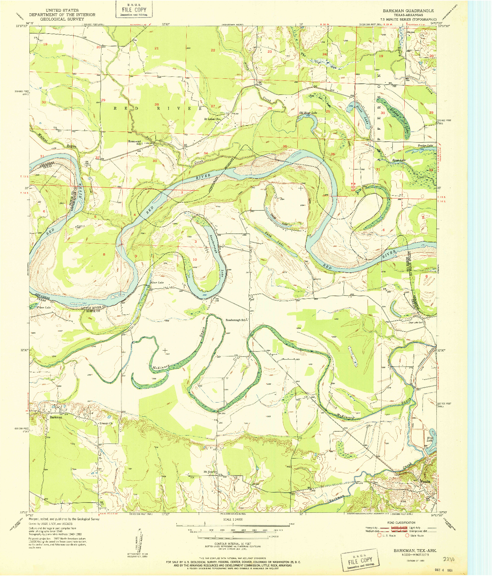 USGS 1:24000-SCALE QUADRANGLE FOR BARKMAN, TX 1951