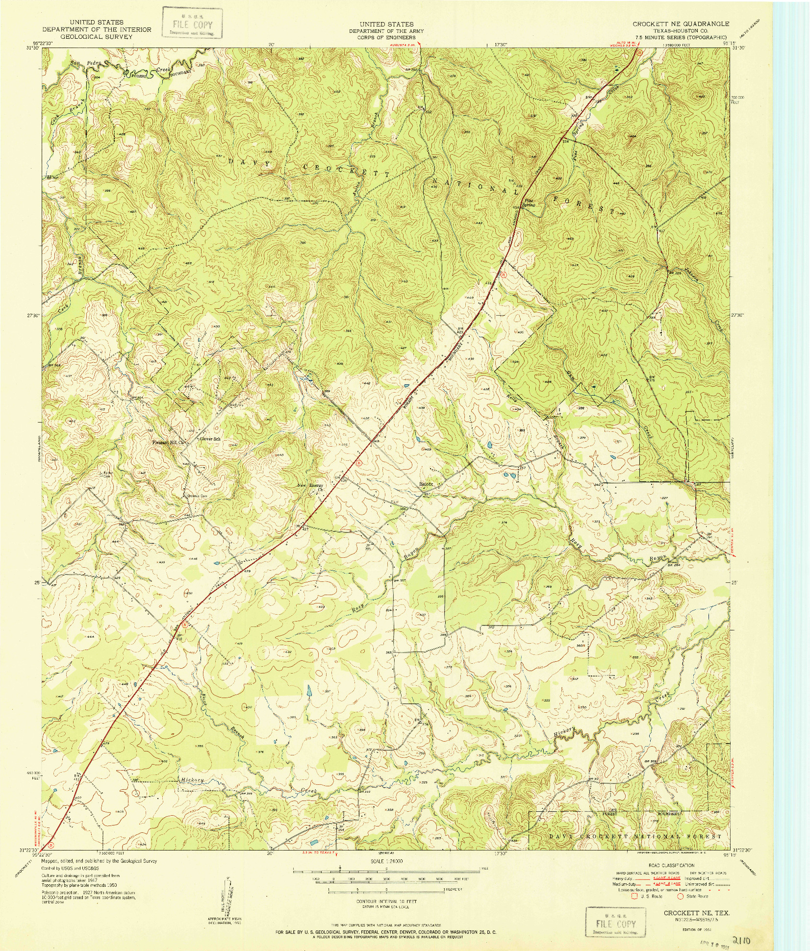 USGS 1:24000-SCALE QUADRANGLE FOR CROCKETT NE, TX 1951