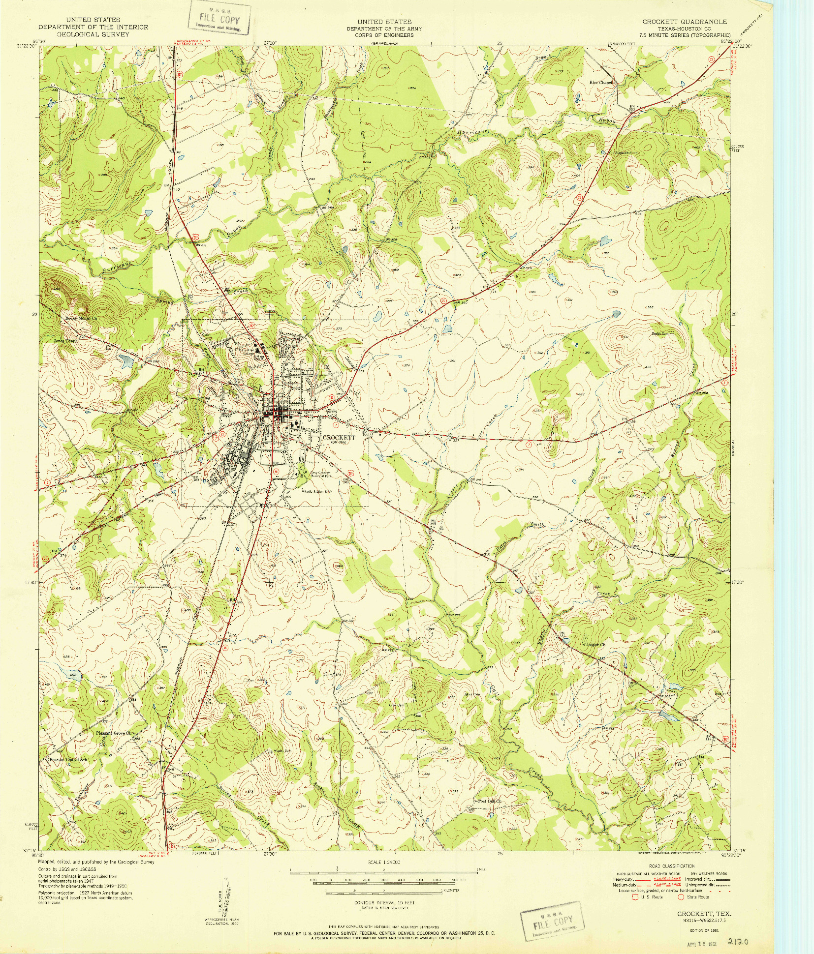 USGS 1:24000-SCALE QUADRANGLE FOR CROCKETT, TX 1951