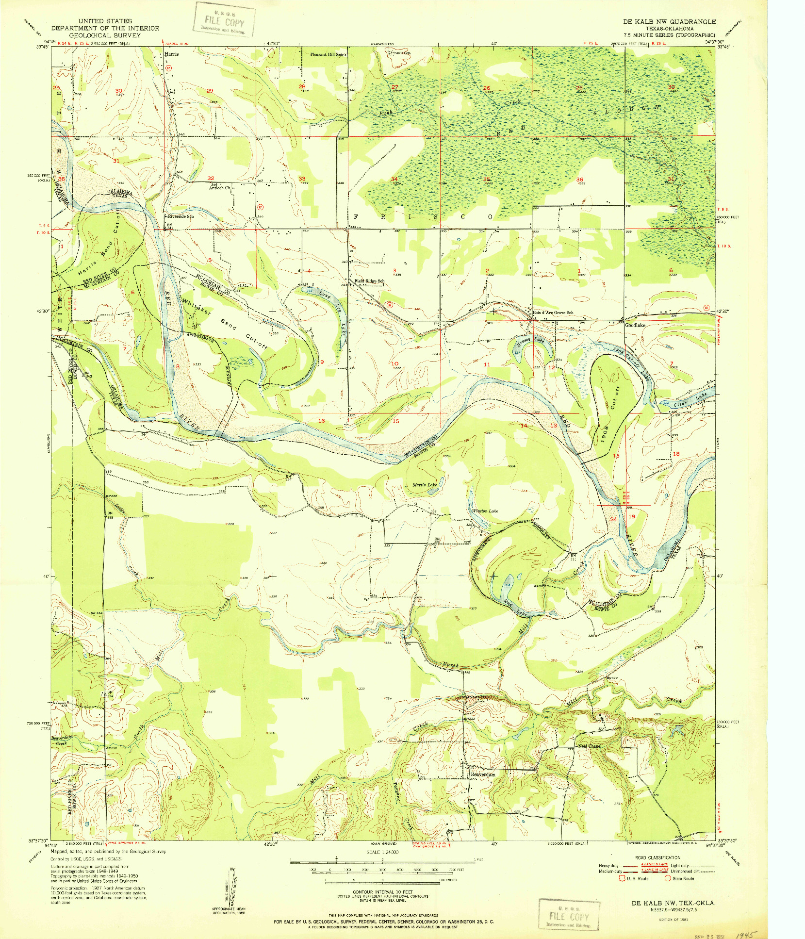 USGS 1:24000-SCALE QUADRANGLE FOR DE KALB NW, TX 1951