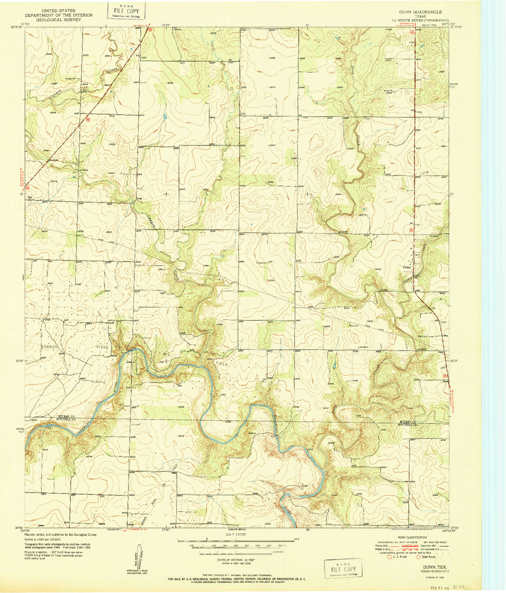 USGS 1:24000-SCALE QUADRANGLE FOR DUNN, TX 1951