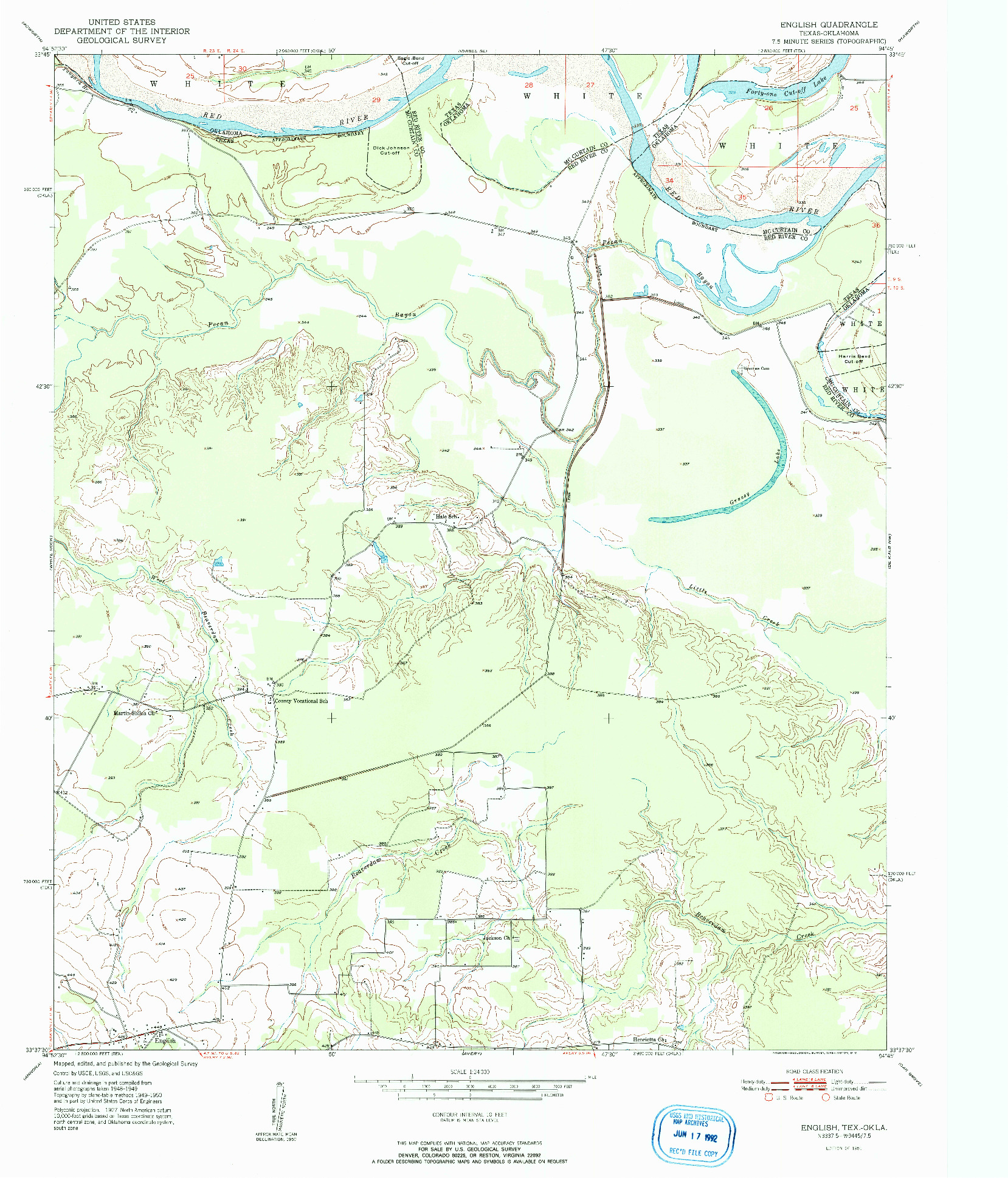 USGS 1:24000-SCALE QUADRANGLE FOR ENGLISH, TX 1951