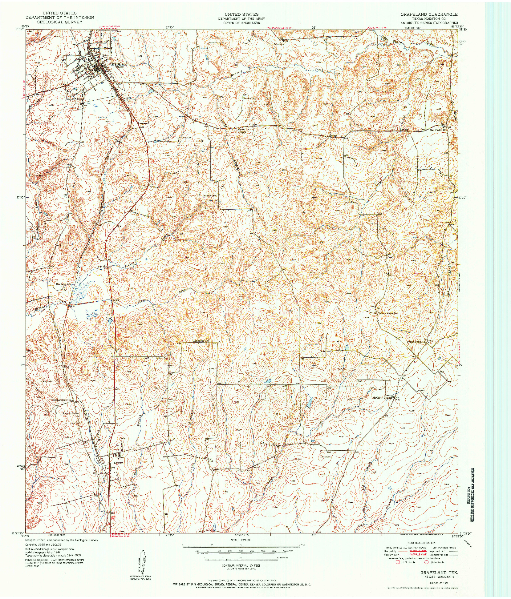 USGS 1:24000-SCALE QUADRANGLE FOR GRAPELAND, TX 1951