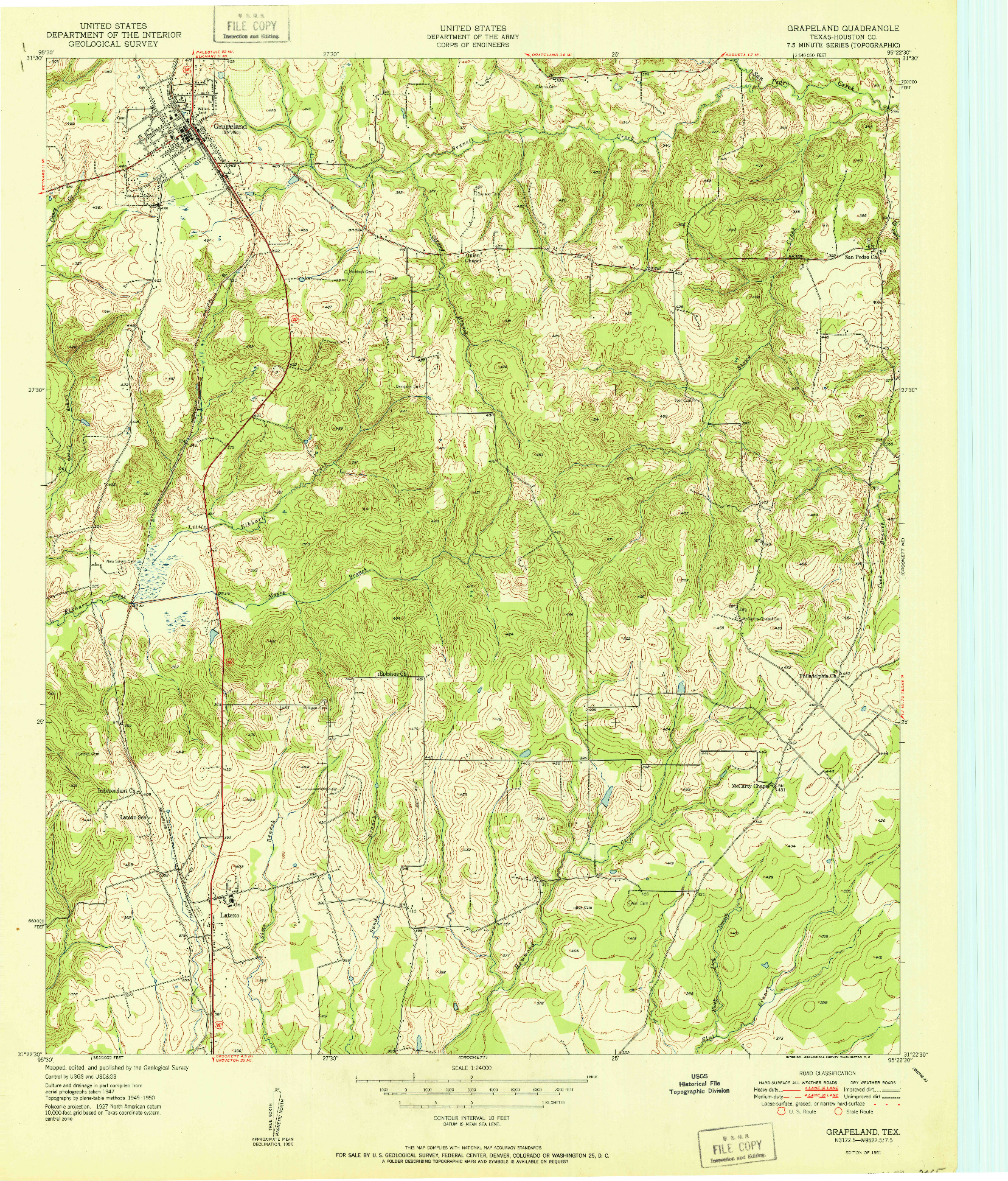 USGS 1:24000-SCALE QUADRANGLE FOR GRAPELAND, TX 1951