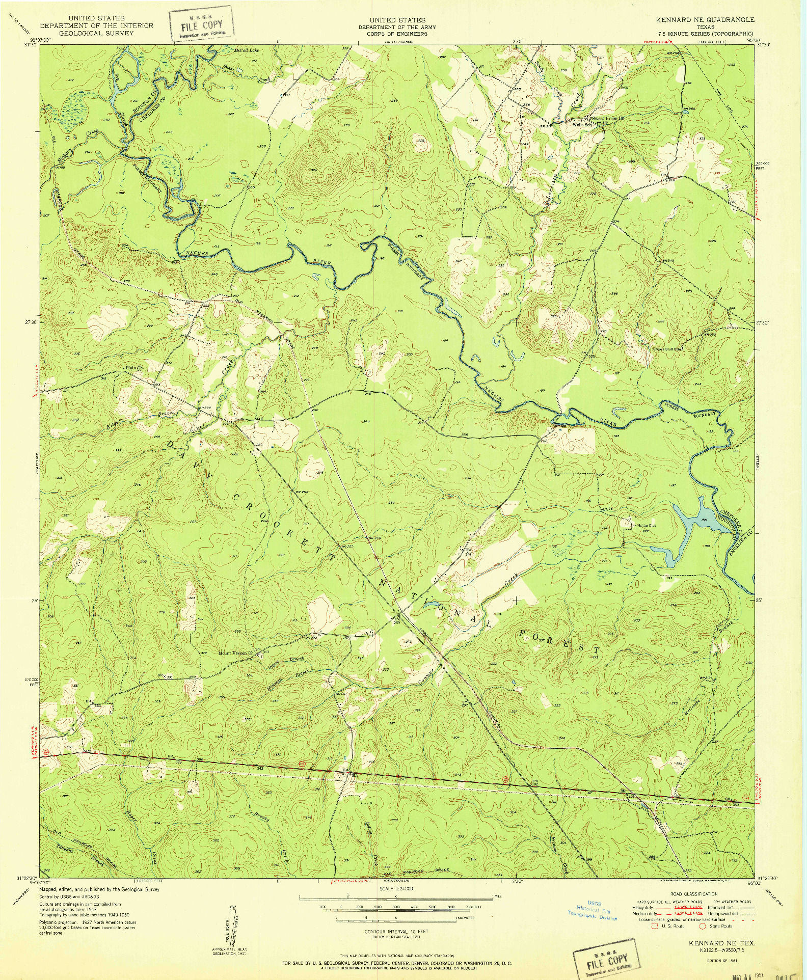 USGS 1:24000-SCALE QUADRANGLE FOR KENNARD NE, TX 1951