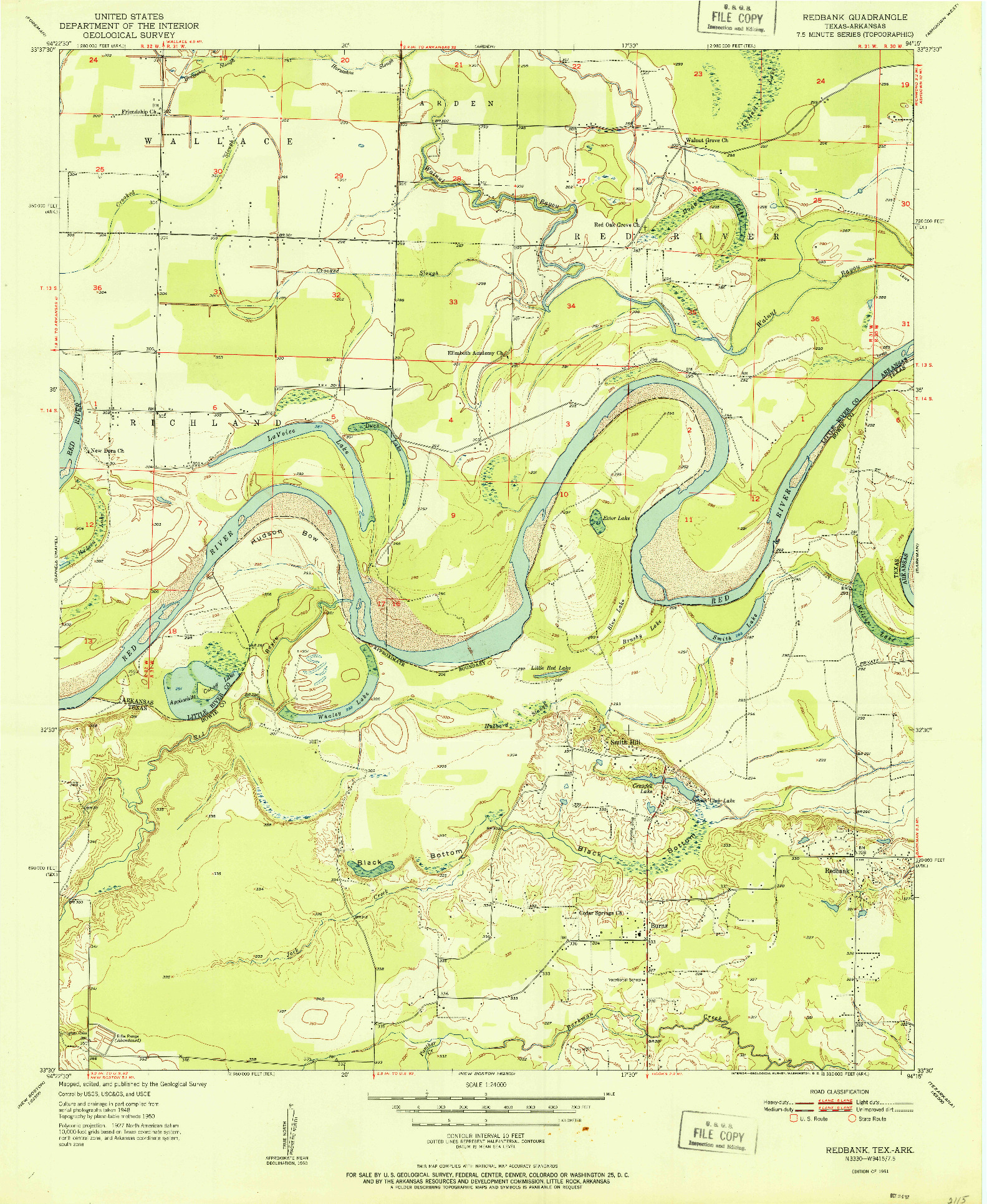 USGS 1:24000-SCALE QUADRANGLE FOR REDBANK, TX 1951