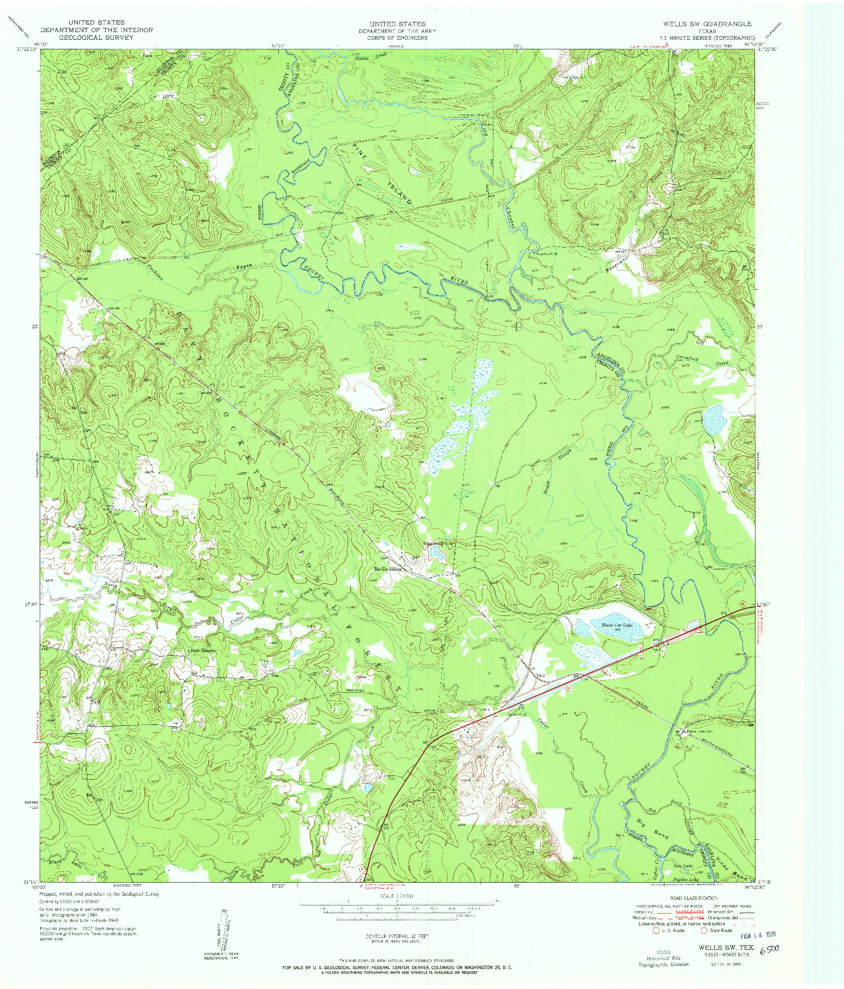 USGS 1:24000-SCALE QUADRANGLE FOR WELLS SW, TX 1951