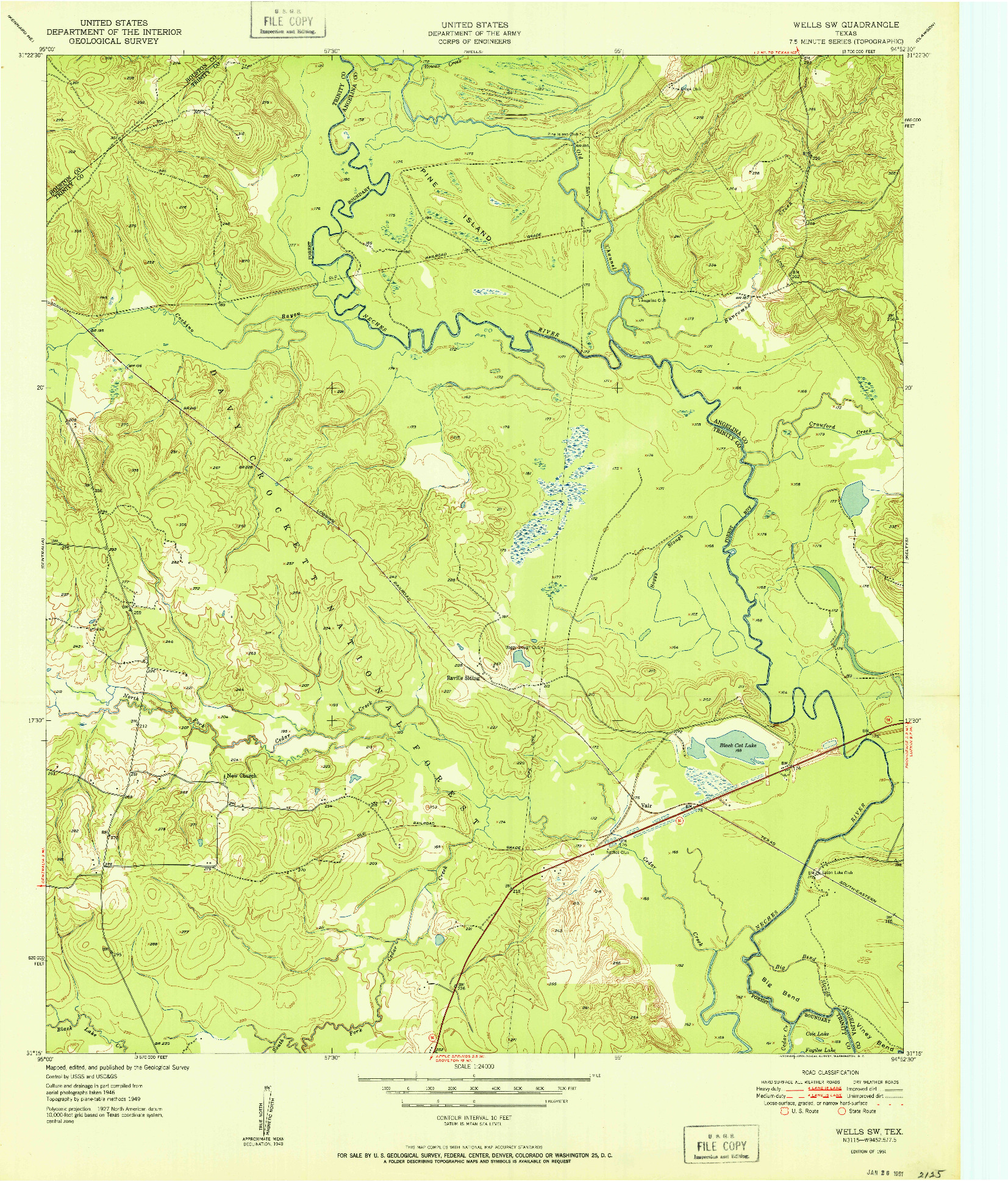 USGS 1:24000-SCALE QUADRANGLE FOR WELLS SW, TX 1951