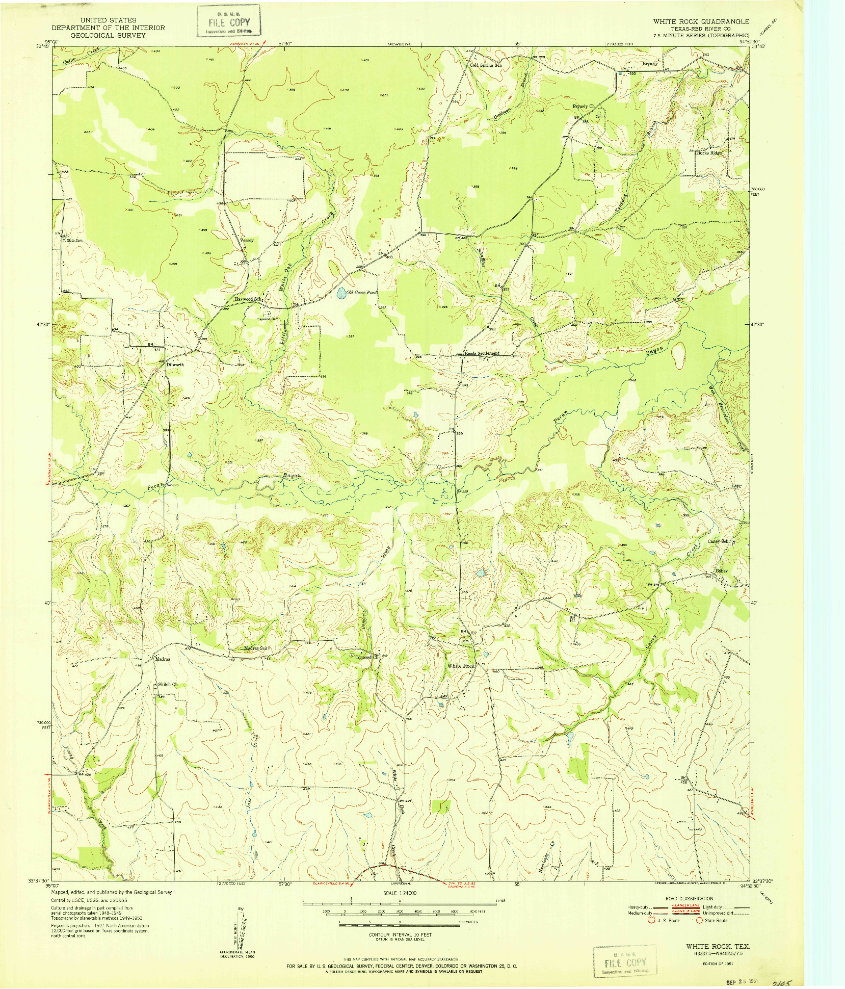 USGS 1:24000-SCALE QUADRANGLE FOR WHITE ROCK, TX 1951