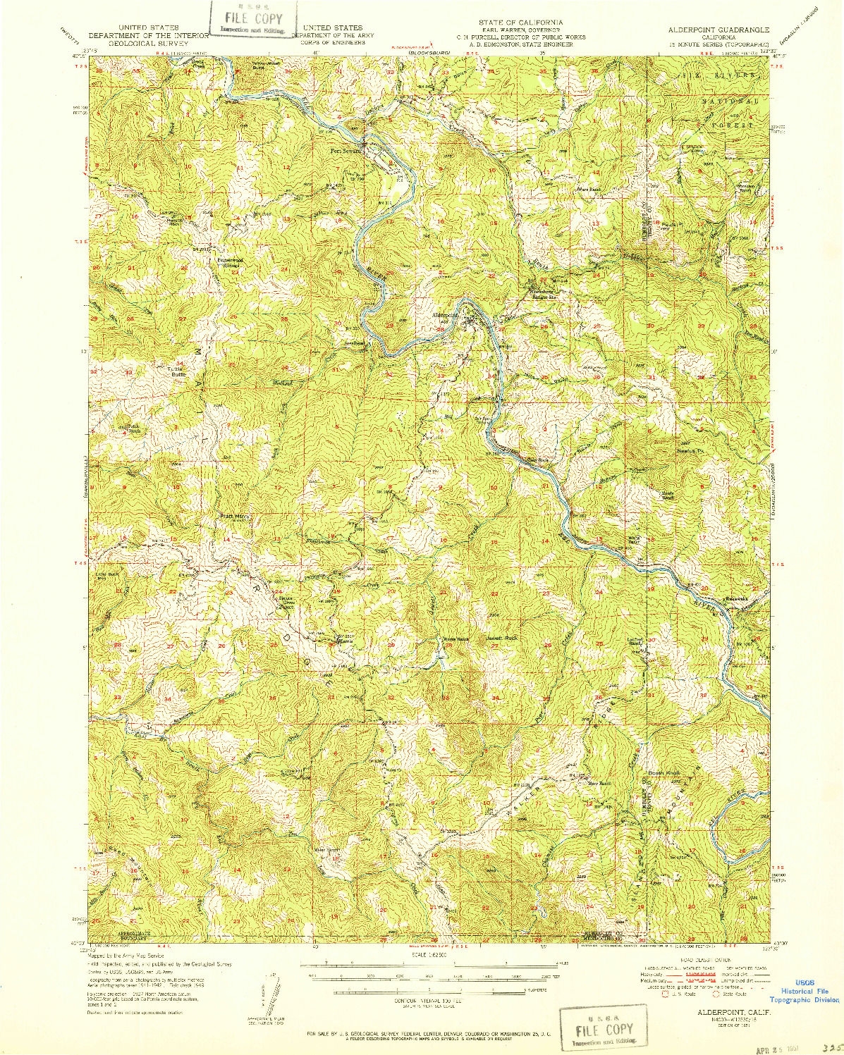 USGS 1:62500-SCALE QUADRANGLE FOR ALDERPOINT, CA 1951