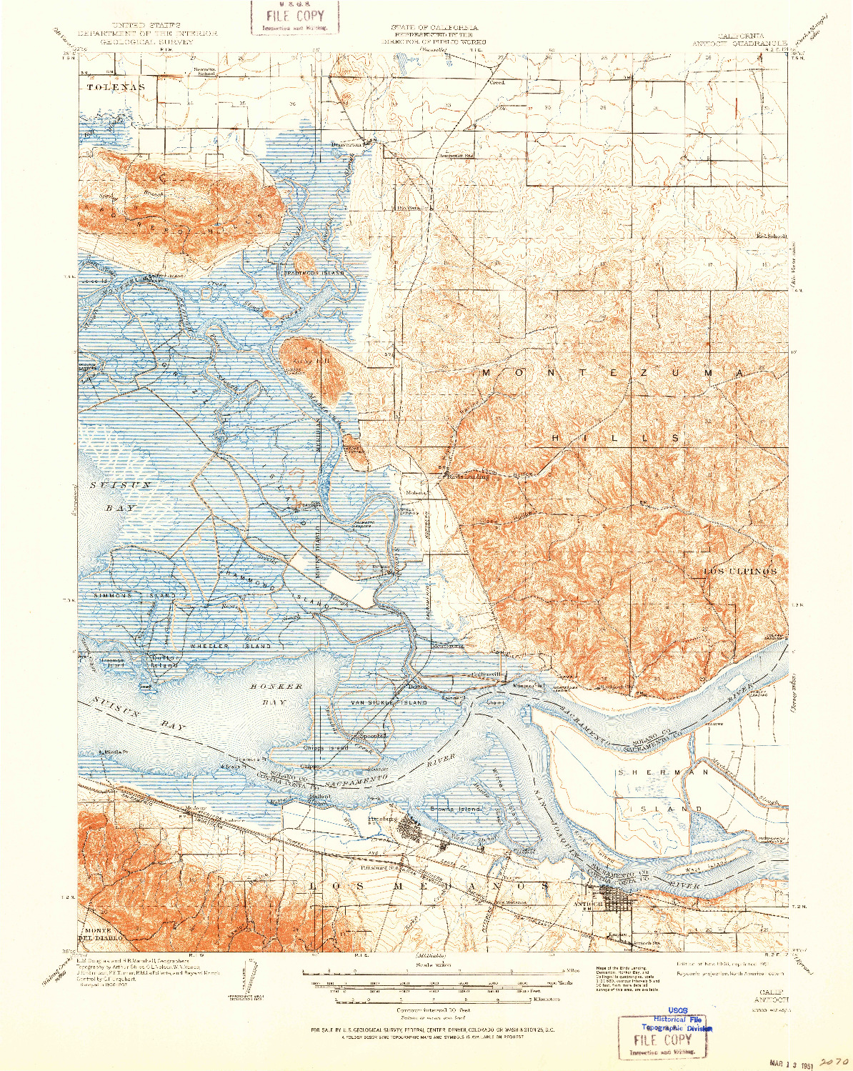 USGS 1:62500-SCALE QUADRANGLE FOR ANTIOCH, CA 1908