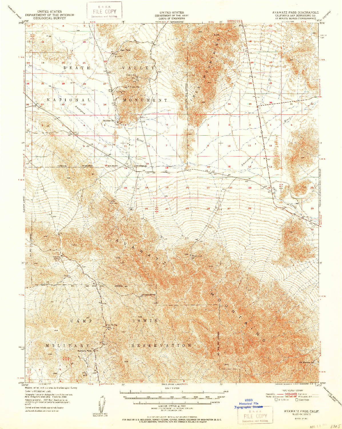 USGS 1:62500-SCALE QUADRANGLE FOR AVAWATZ PASS, CA 1951