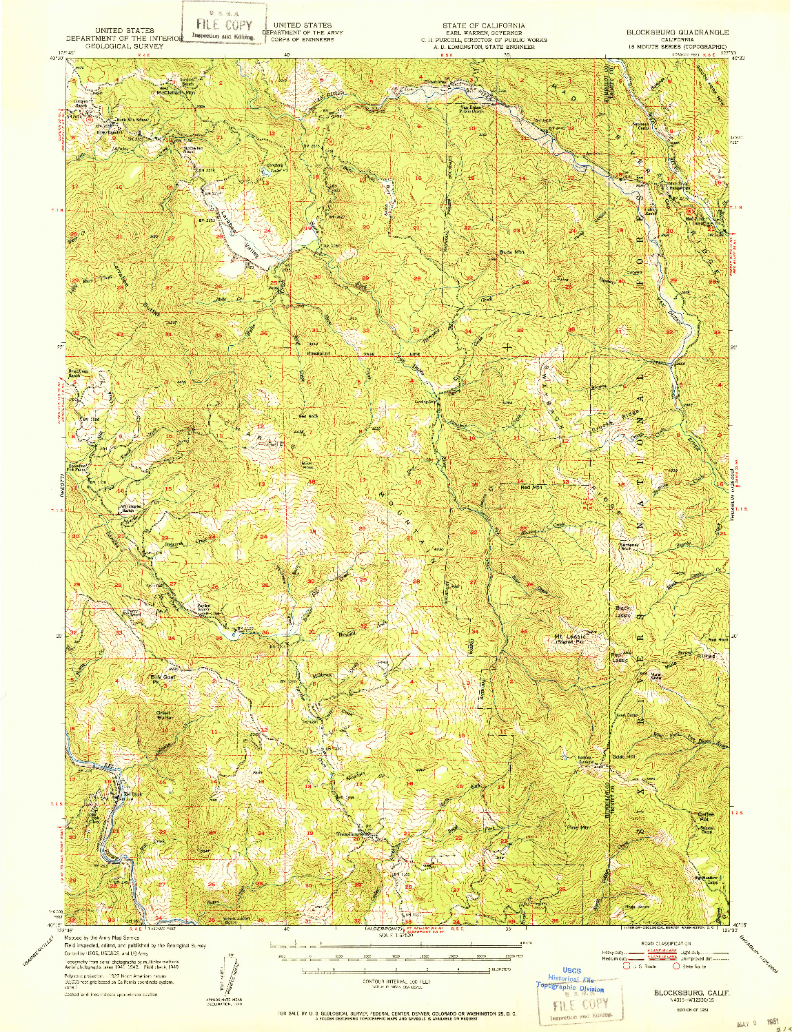 USGS 1:62500-SCALE QUADRANGLE FOR BLOCKSBURG, CA 1951