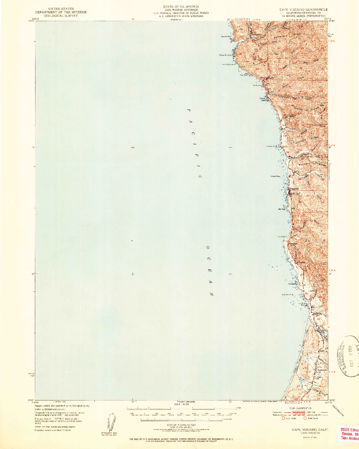 USGS 1:62500-SCALE QUADRANGLE FOR CAPE VIZCAINO, CA 1951